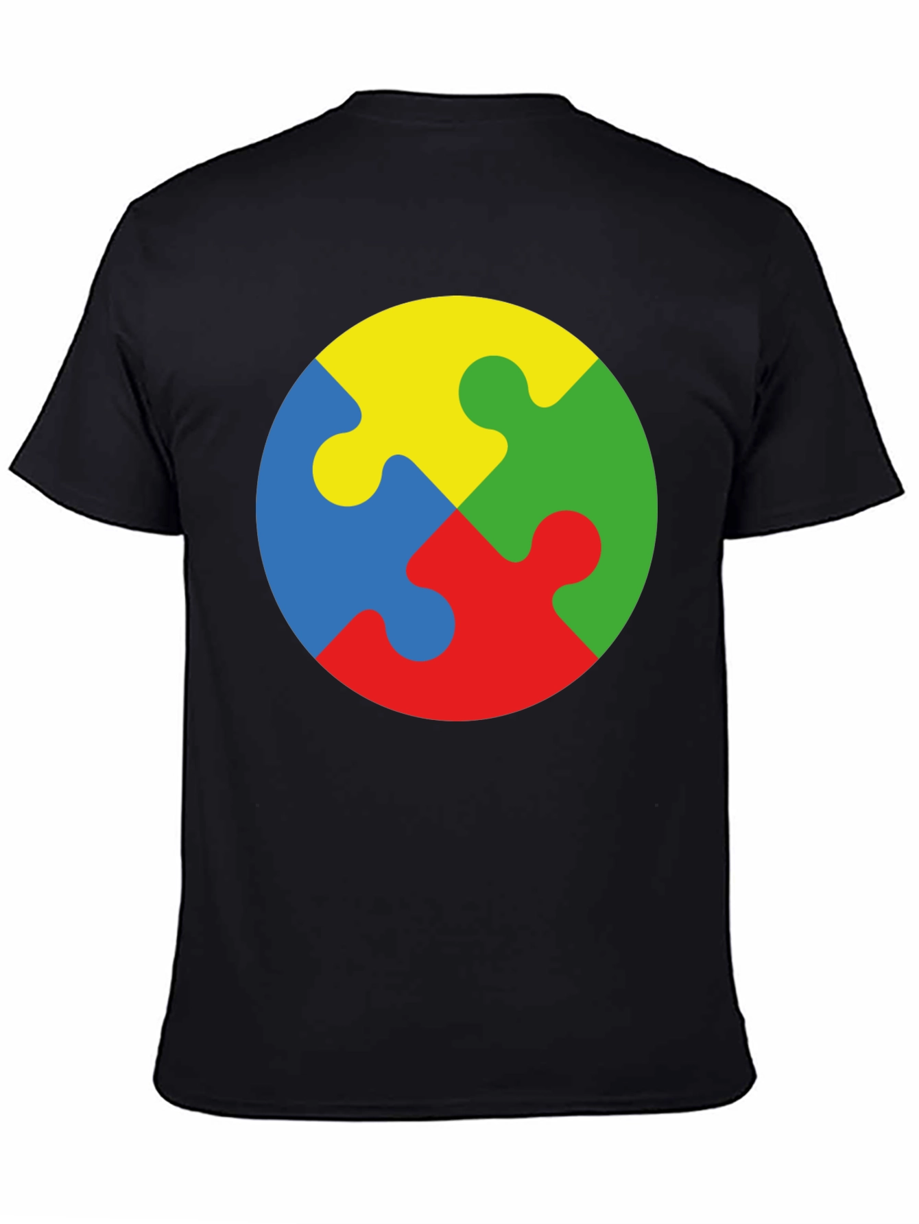 Black Autism Awareness Puzzle Piece Graphic T-Shirt view 4