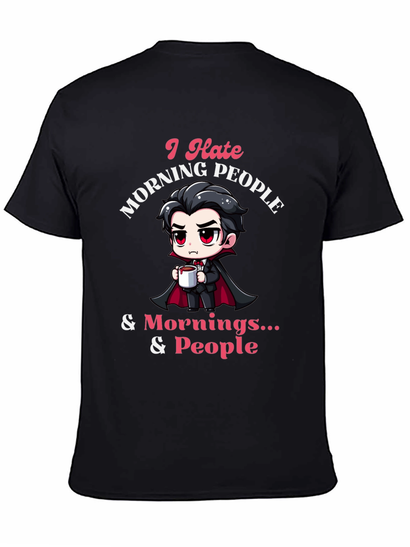 Black I Hate Morning People Black T-Shirt view 4