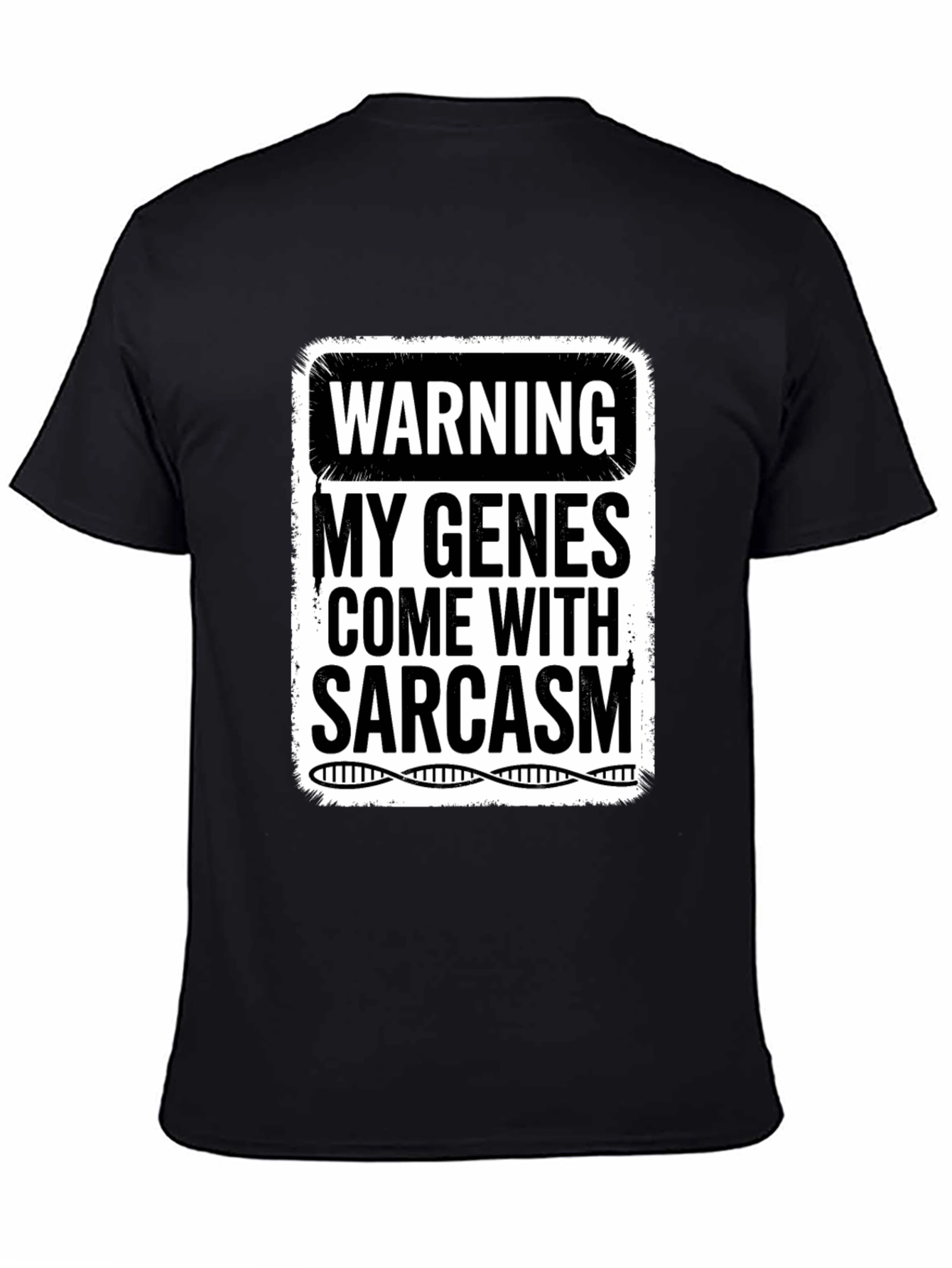 Black Sarcastic Genes Graphic Tee - Humor T-Shirt view 4