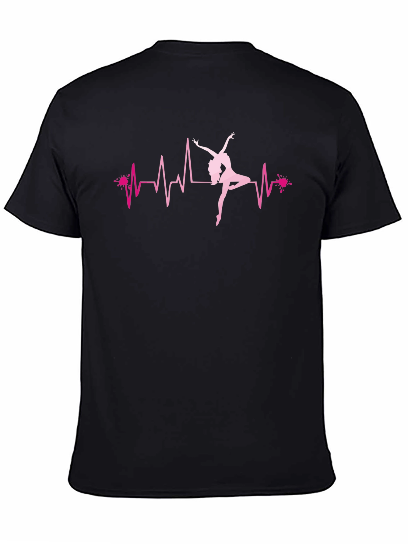 Black Dancing Heartbeat T-Shirt - Black Cotton Tee view 4