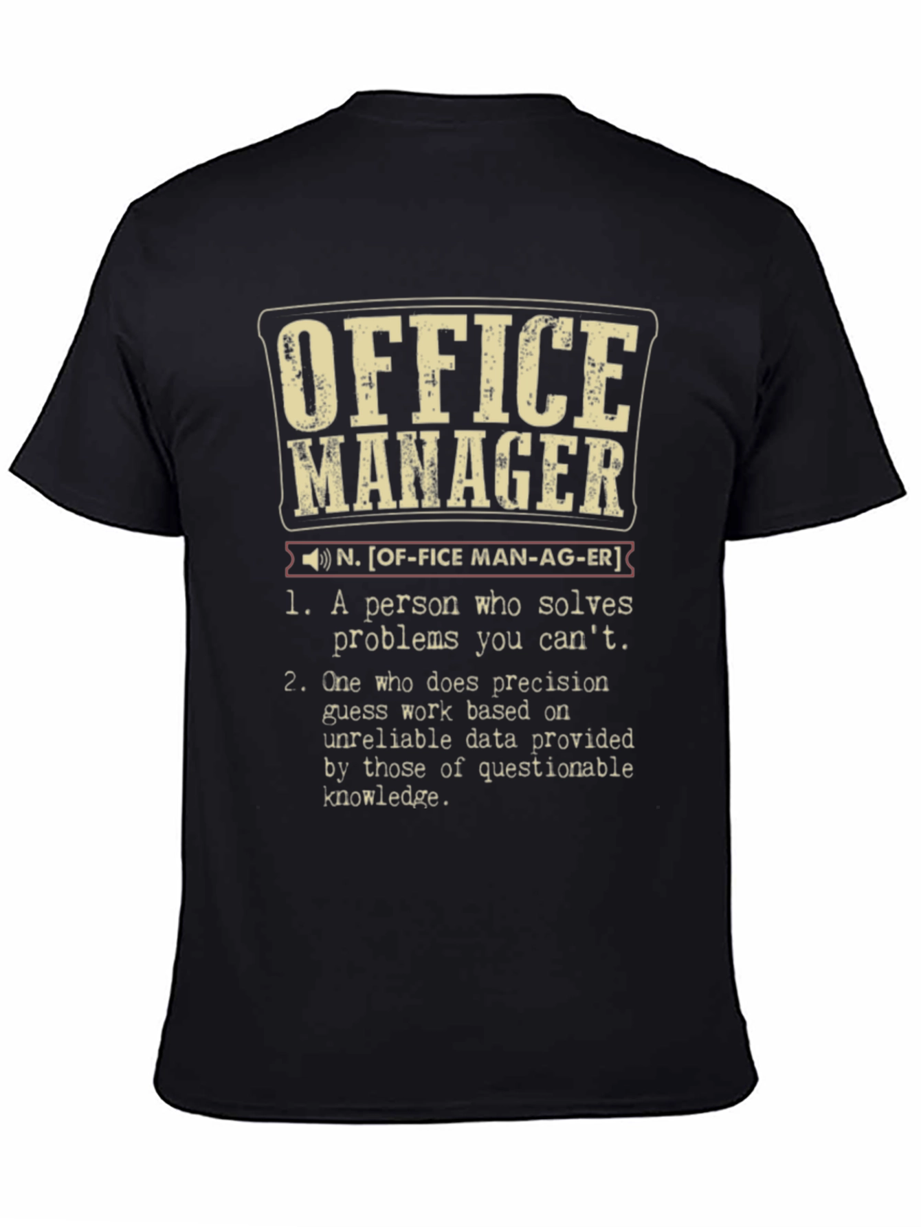 Black Office Manager Definition T-Shirt - Funny Job Gift view 4