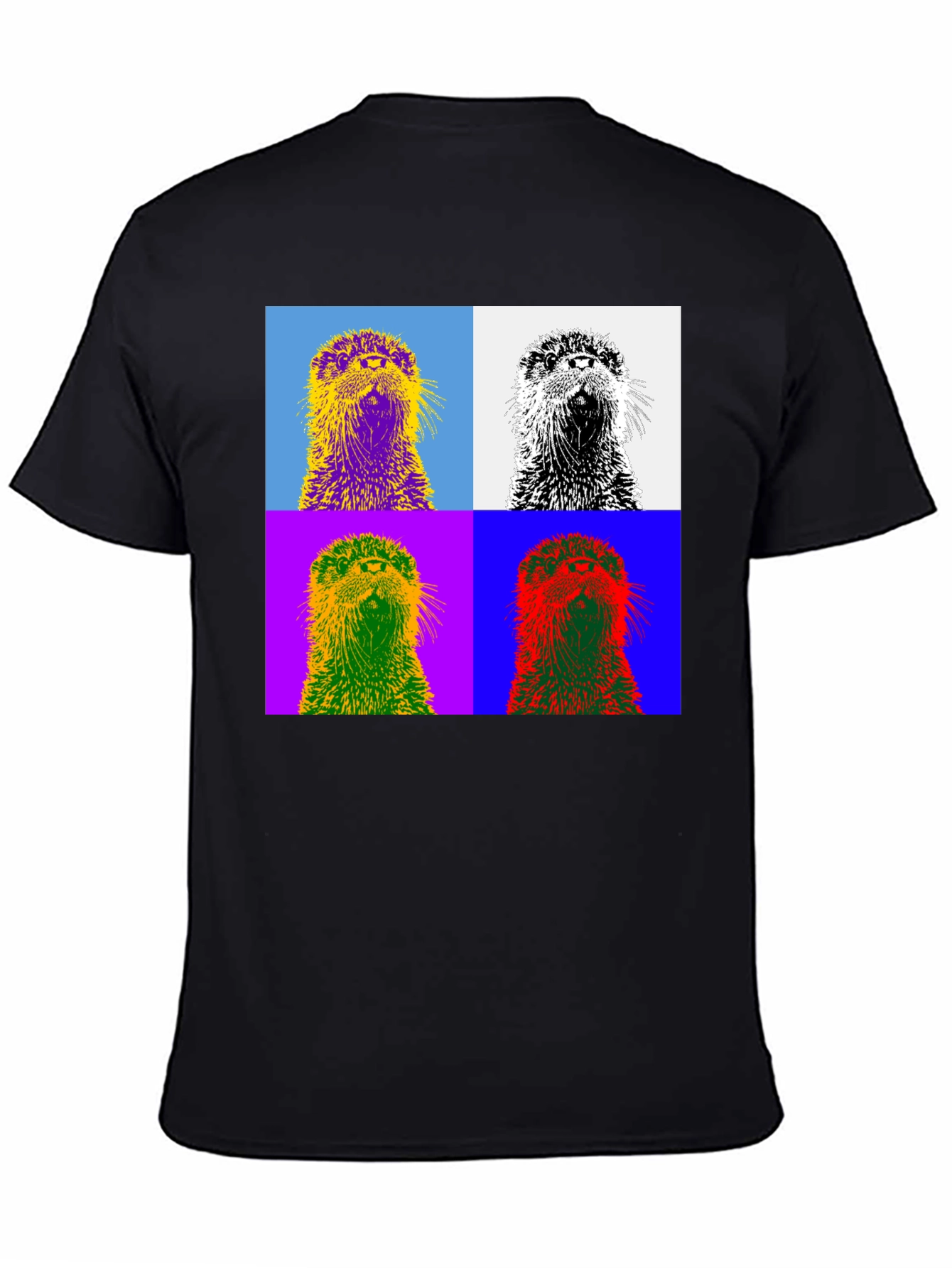 Black Pop Art Otter T-Shirt - Stylish Graphic Tee view 4