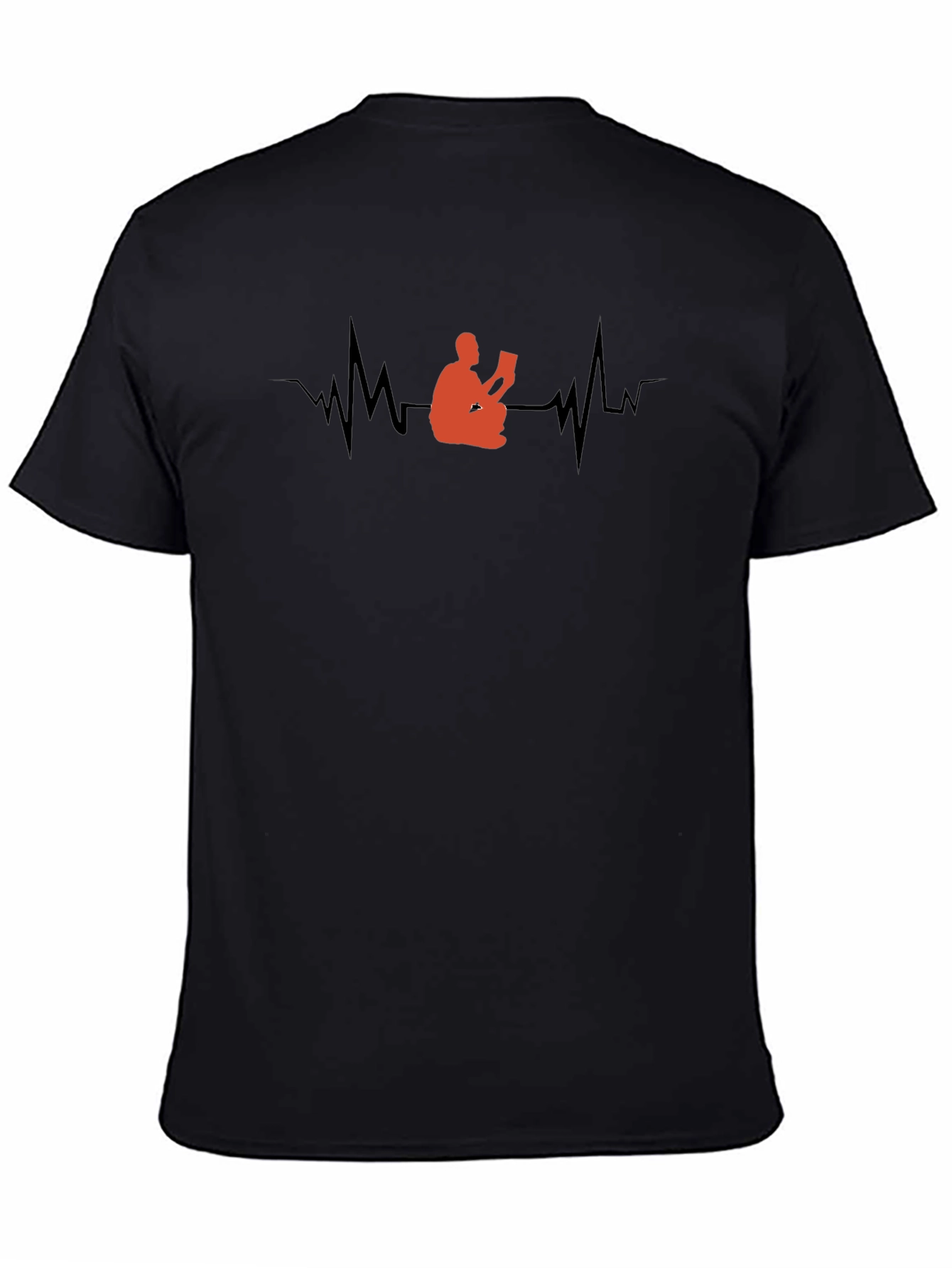 Black Reading Heartbeat T-Shirt - Book Lover Tee view 4
