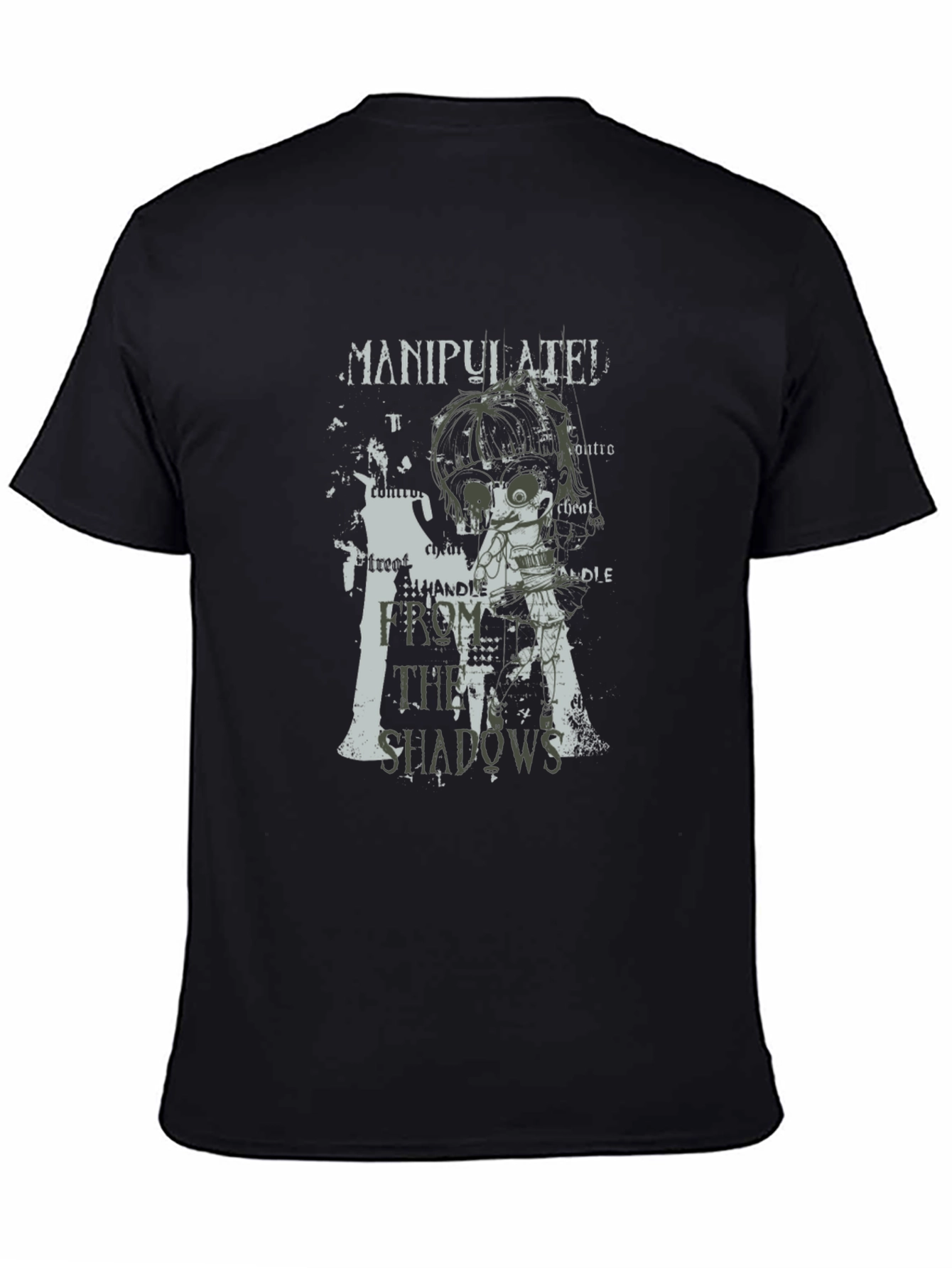 Black Manipulated Shadows Graphic Print Black T-Shirt view 4