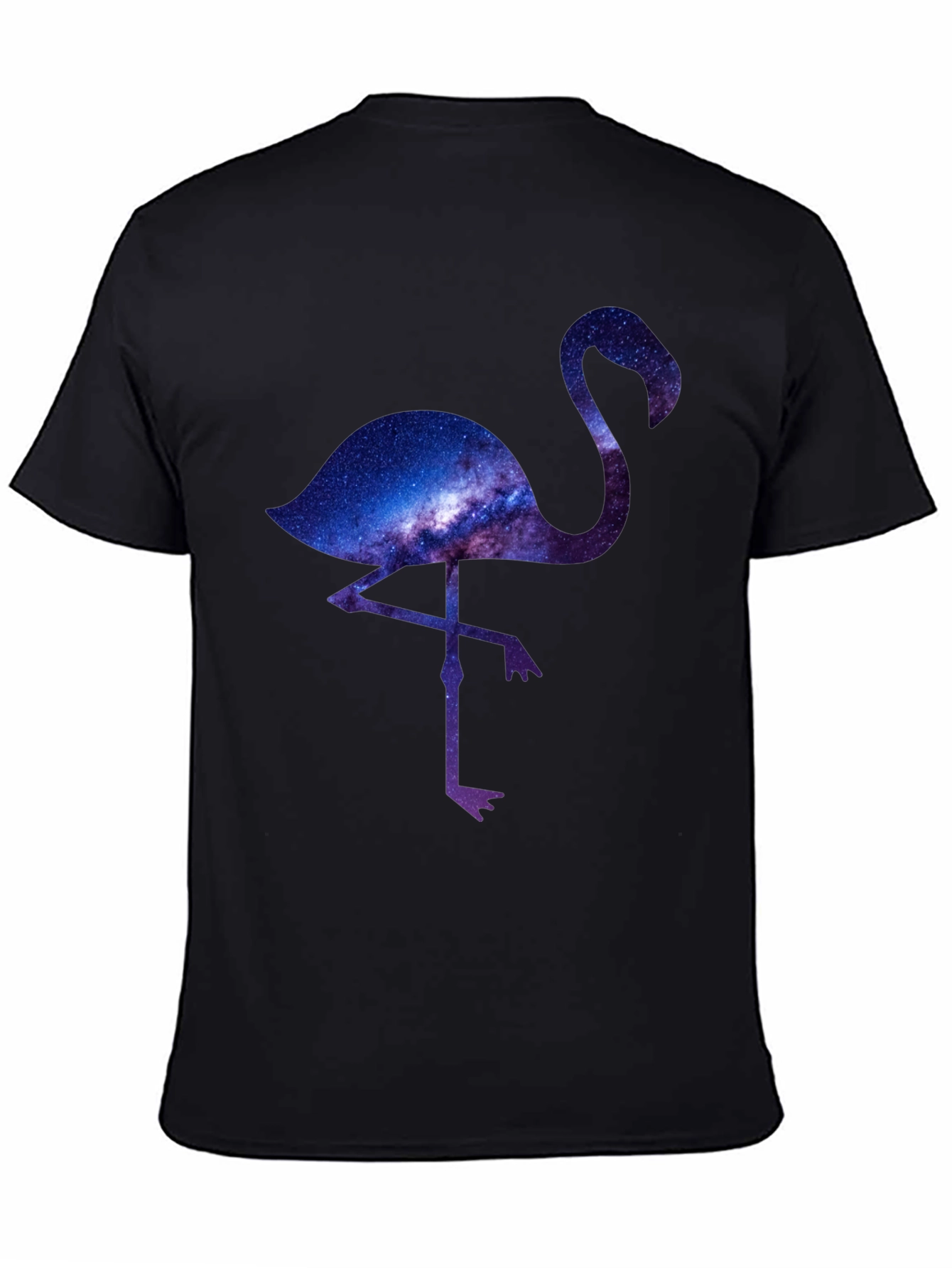 Black Galaxy Flamingo Graphic T-Shirt view 4