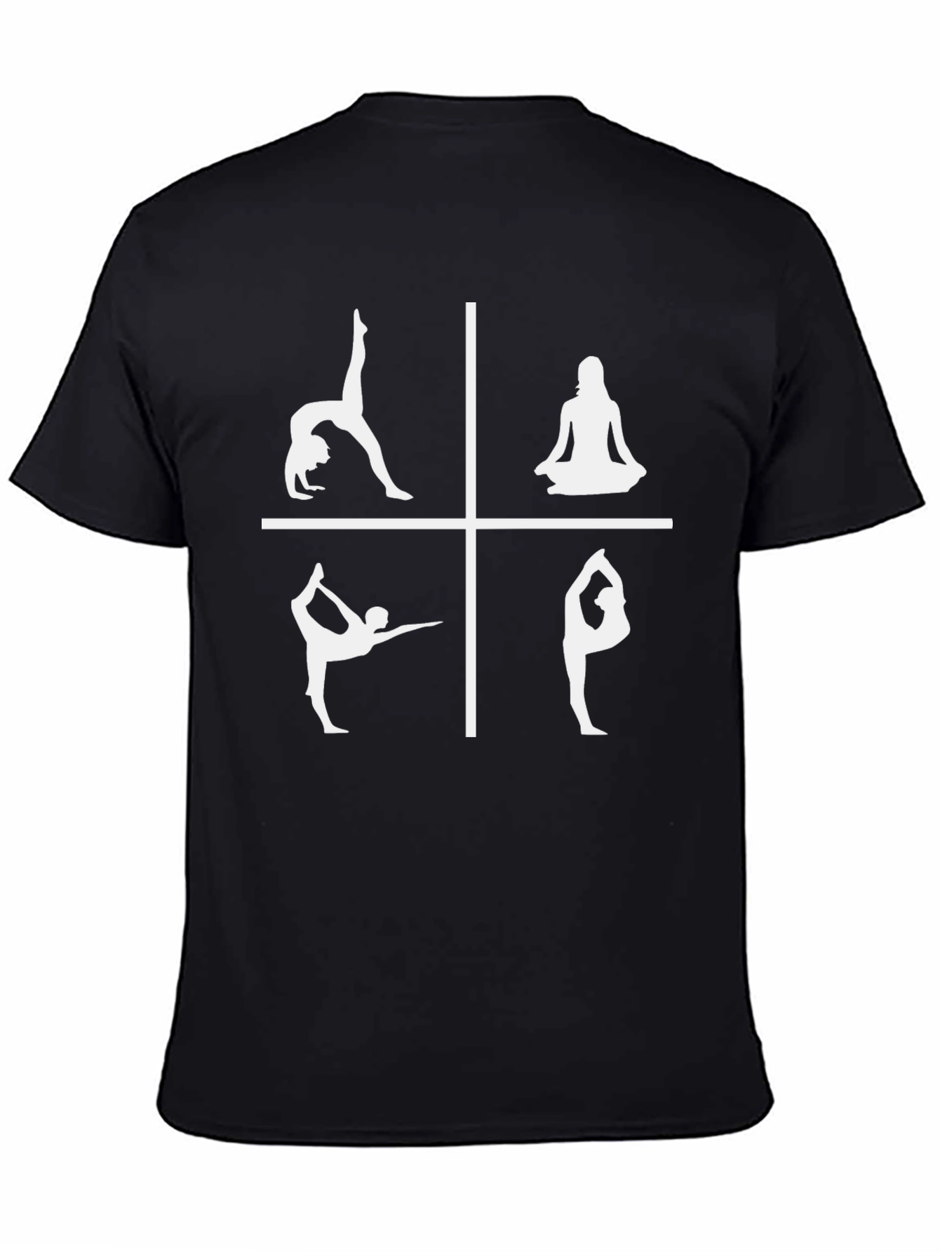 Black Yoga Pose Graphic Print Black T-Shirt view 4