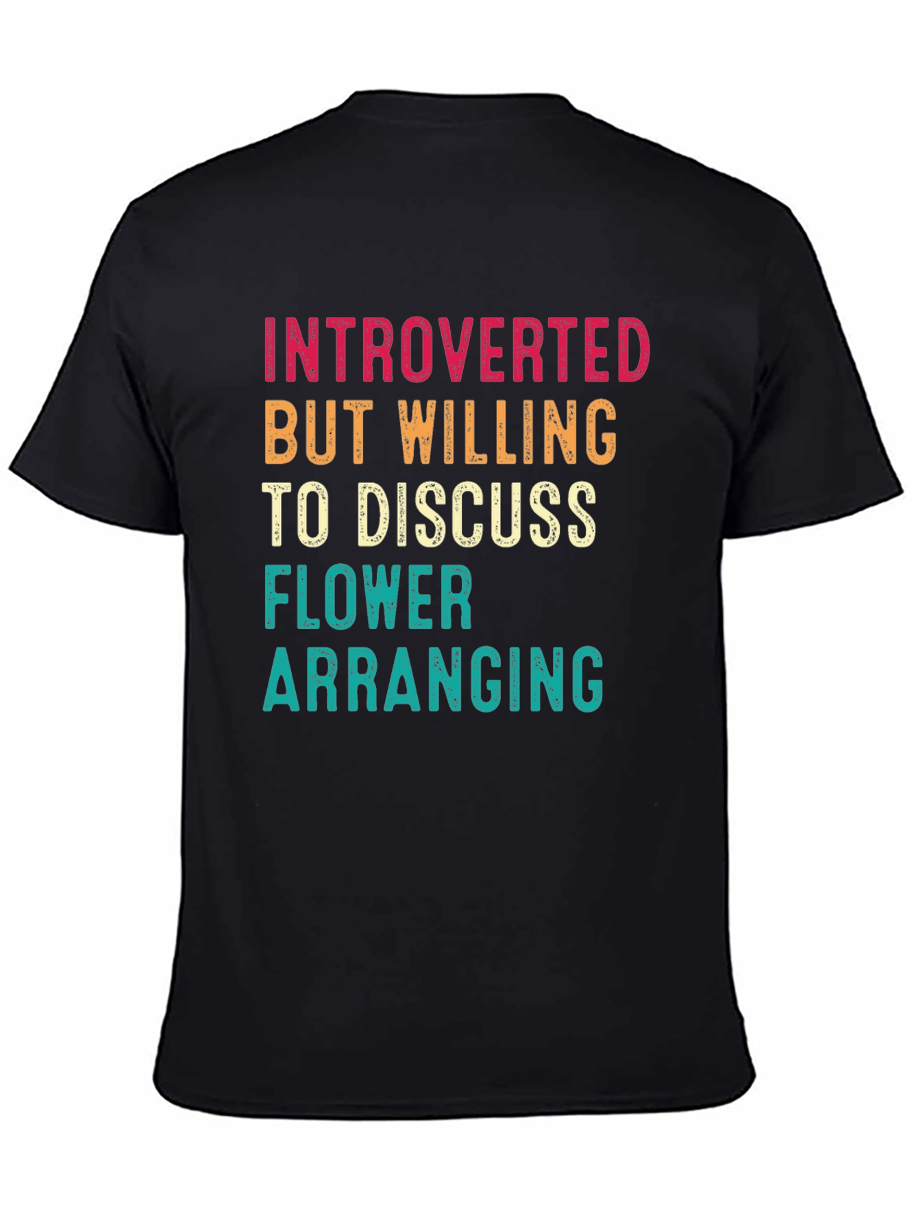 Black Introverted Flower Arranging Graphic Tee view 4