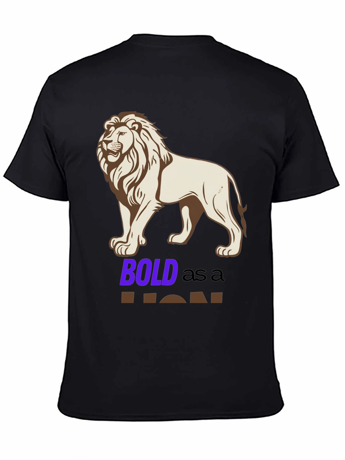 Black Bold Lion Graphic Tee - Black Cotton Blend Shirt view 4