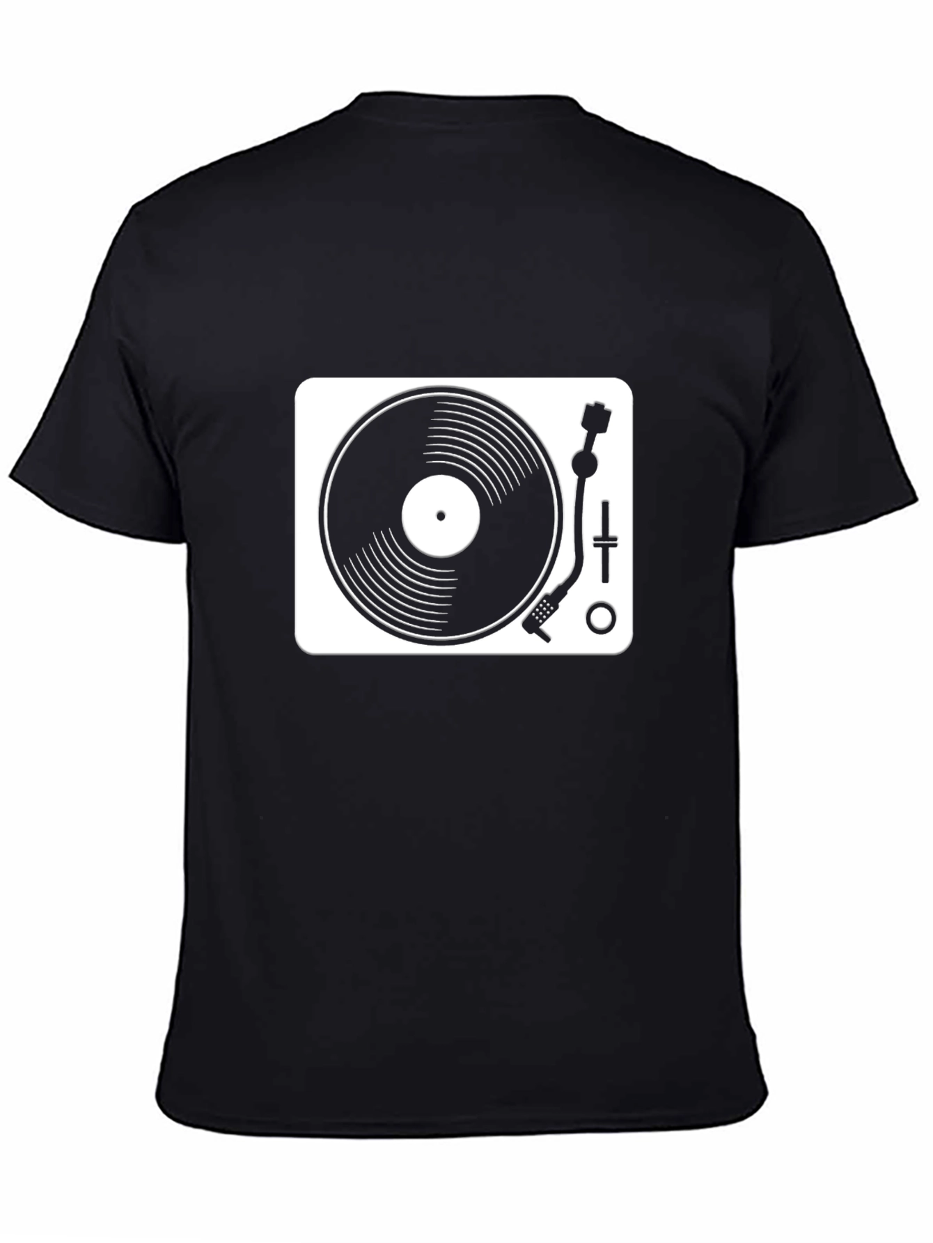 Black Retro DJ Turntable Graphic Tee - Black Cotton Blend view 4