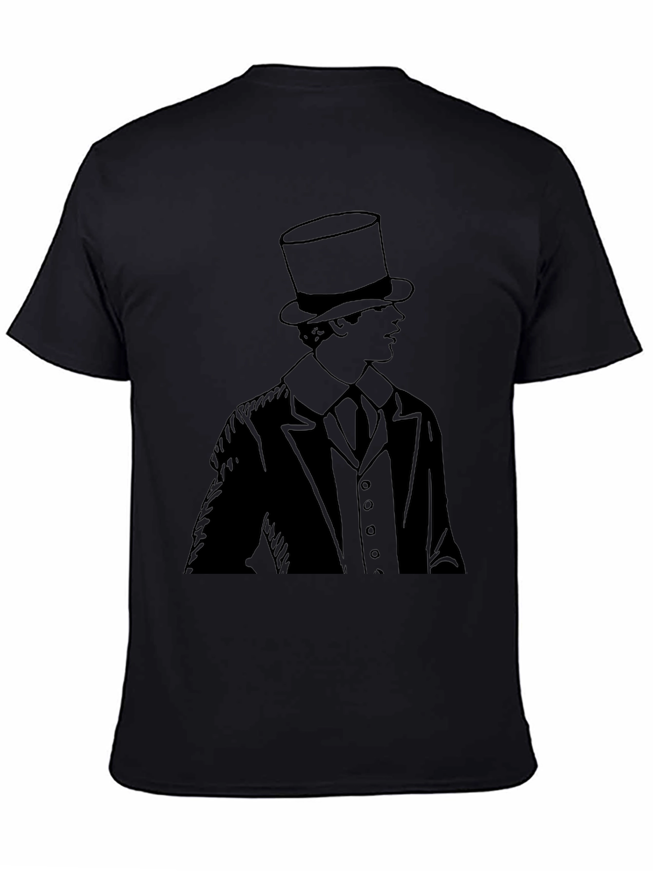Black Top Hat Gentleman T-Shirt - Classic Style view 4