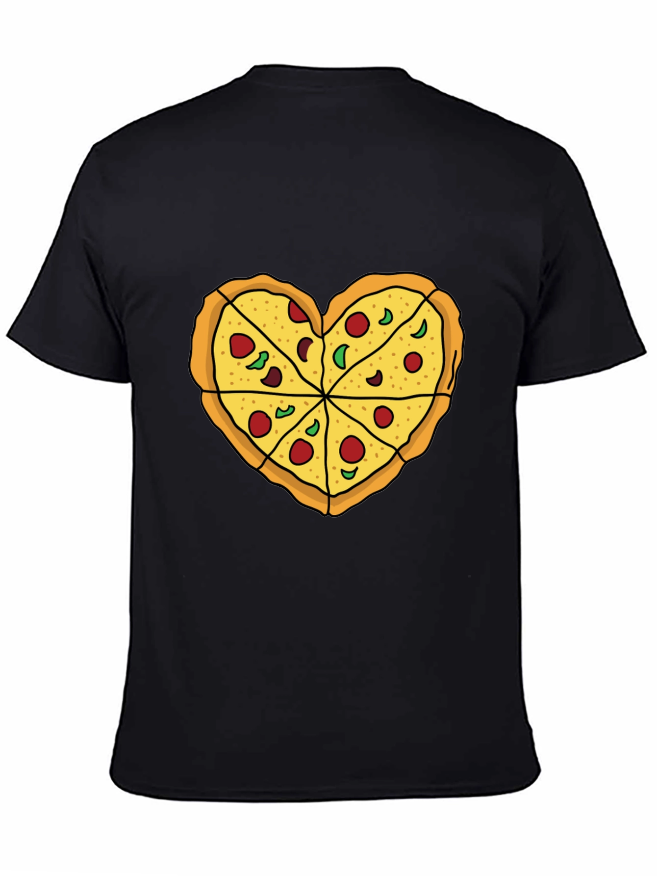 Black Pizza Heart Graphic Tee -  Food Lover's T-Shirt view 4
