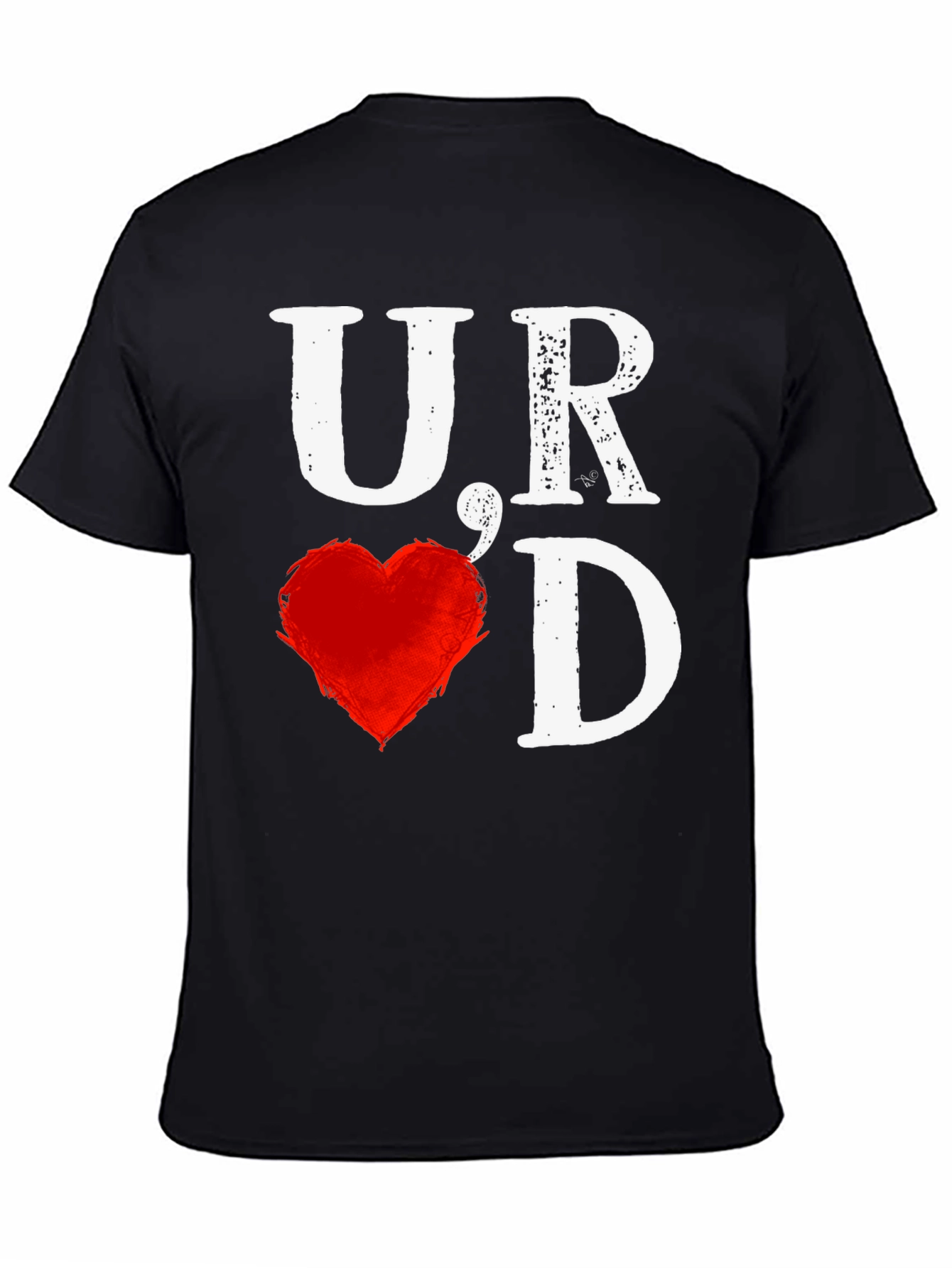Black U Heart D T-Shirt - Bold Graphic Tee view 4