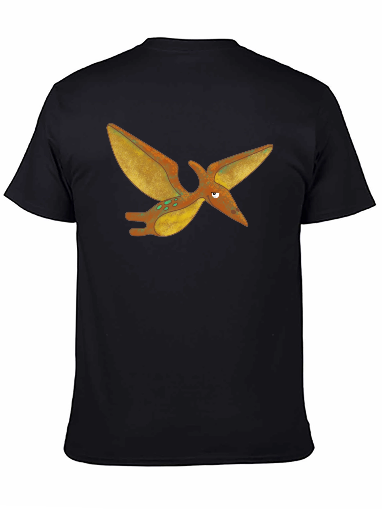 Black Cartoon Pterodactyl Black T-Shirt view 4