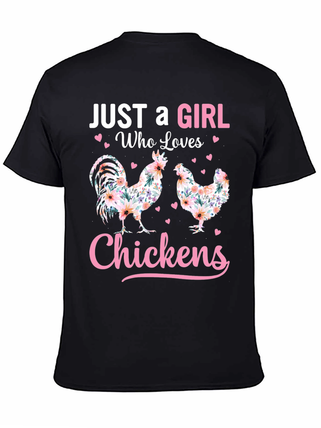 Black Just a Girl Who Loves Chickens T-Shirt view 4
