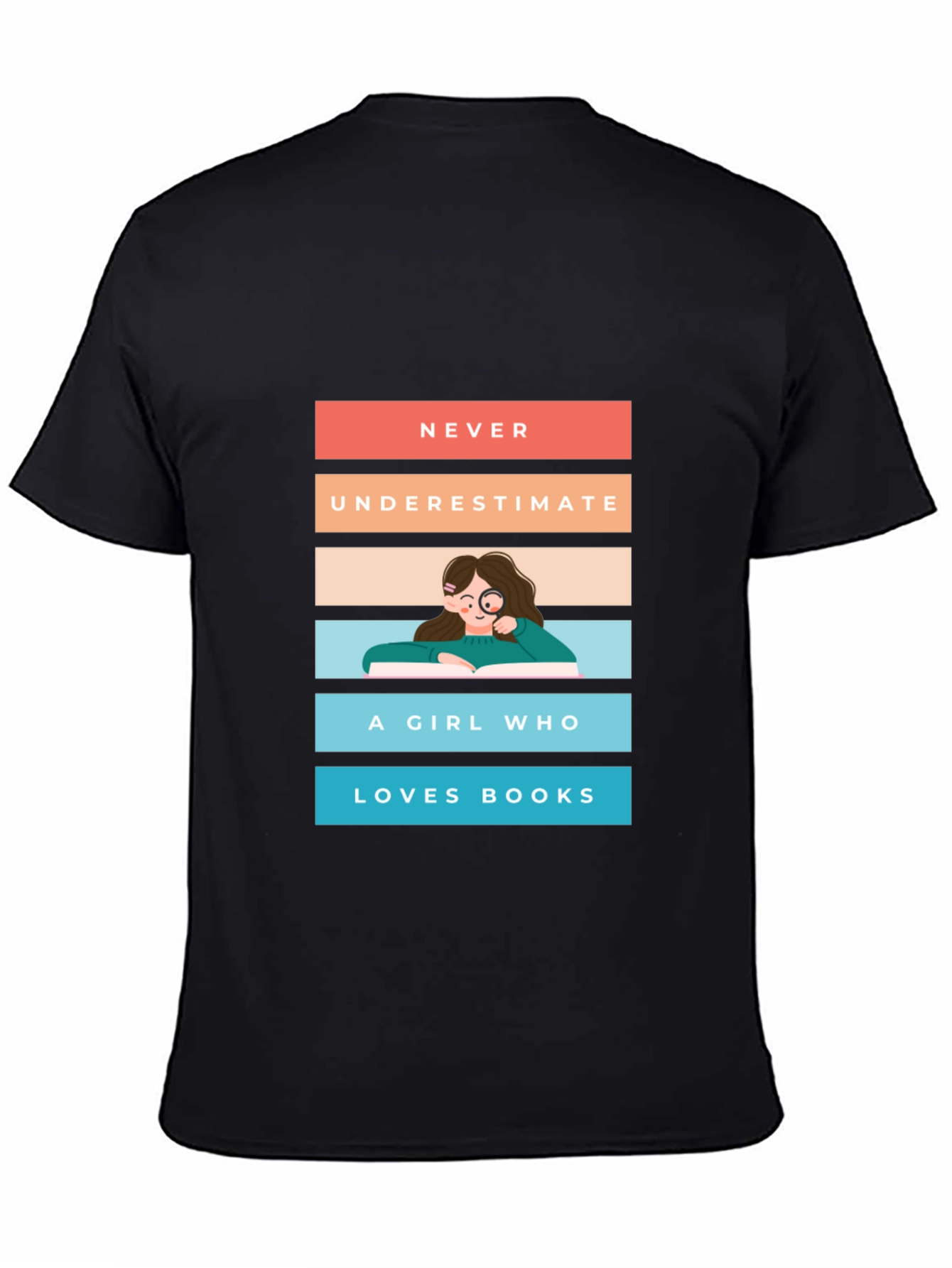 Black Never Underestimate A Girl Who Loves Books T-Shirt view 4