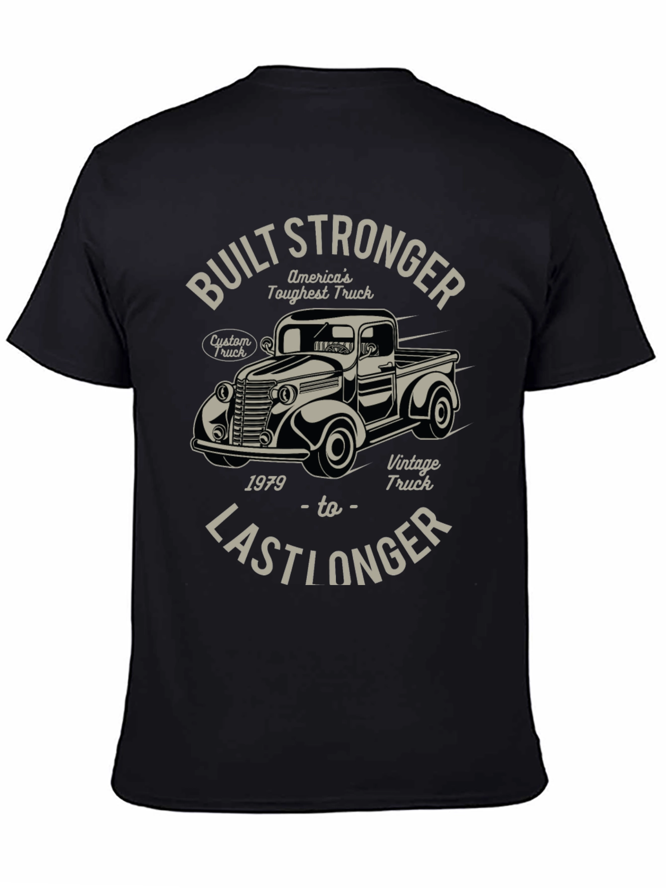Black Vintage Truck T-Shirt - Built Stronger, Last Longer view 4