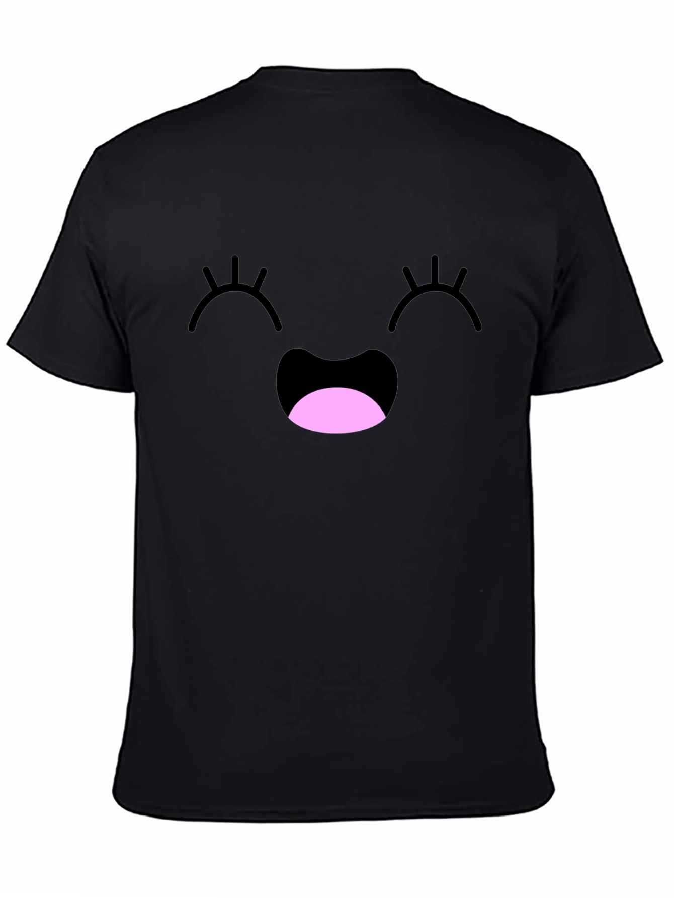 Black Happy Face Graphic Tee - Black Cotton Blend view 4