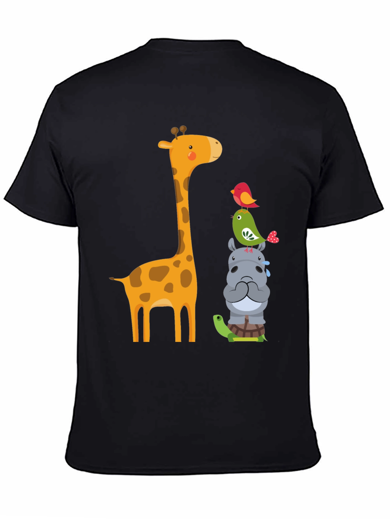 Black Cute Animal Stack T-Shirt view 4