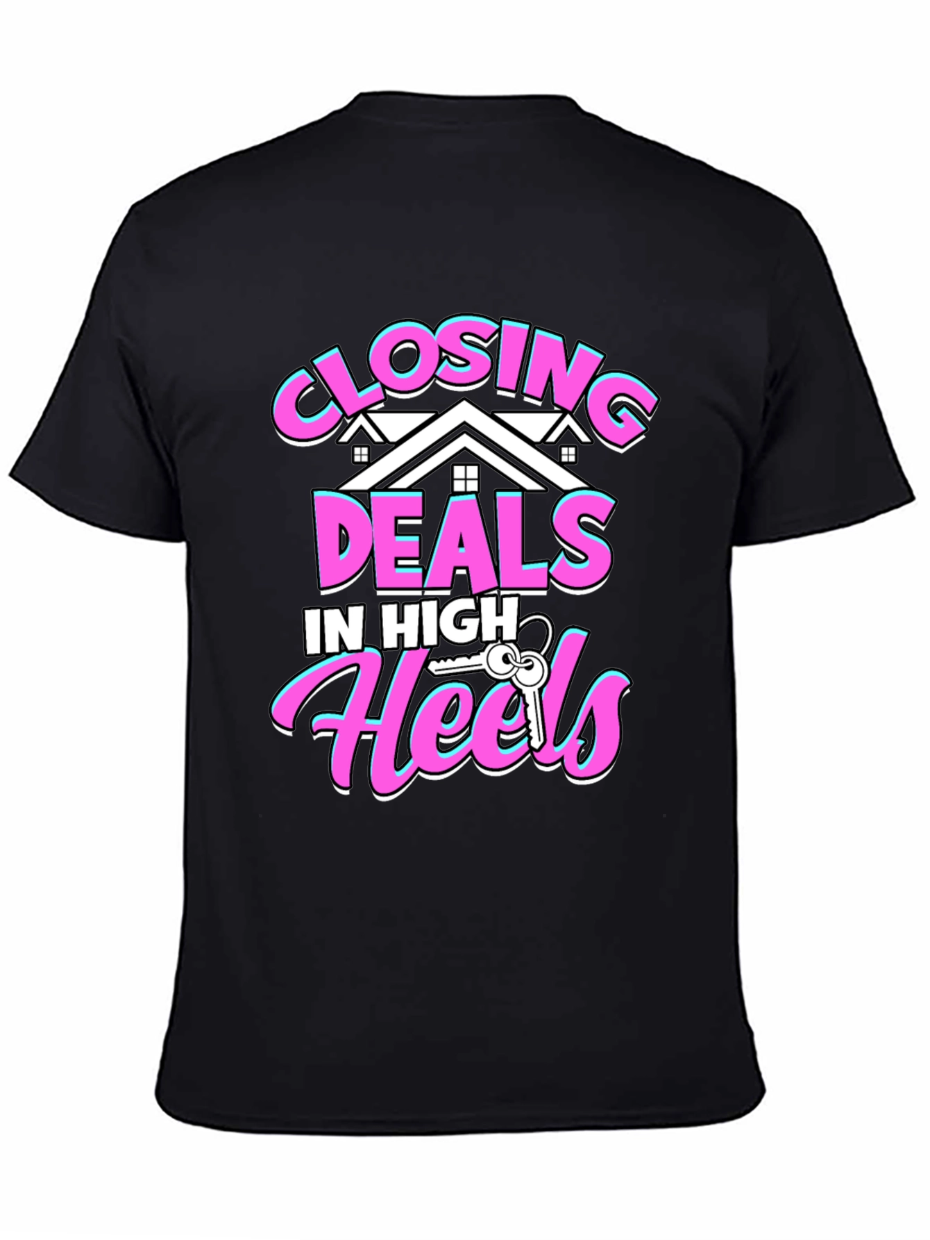 Black Closing Deals T-Shirt - High Heels Realtor Tee view 4