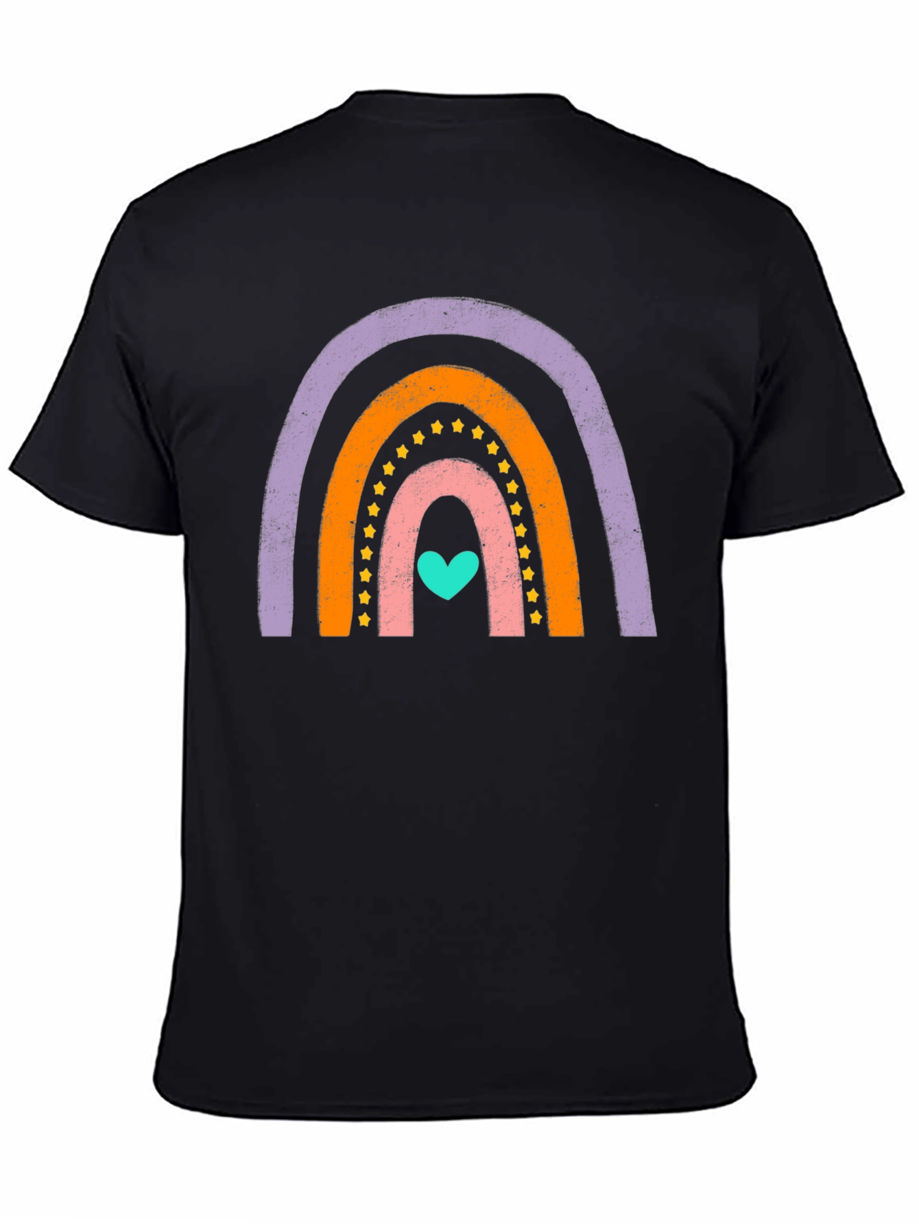 Black Rainbow Heart Graphic Tee - Soft Cotton Blend view 4