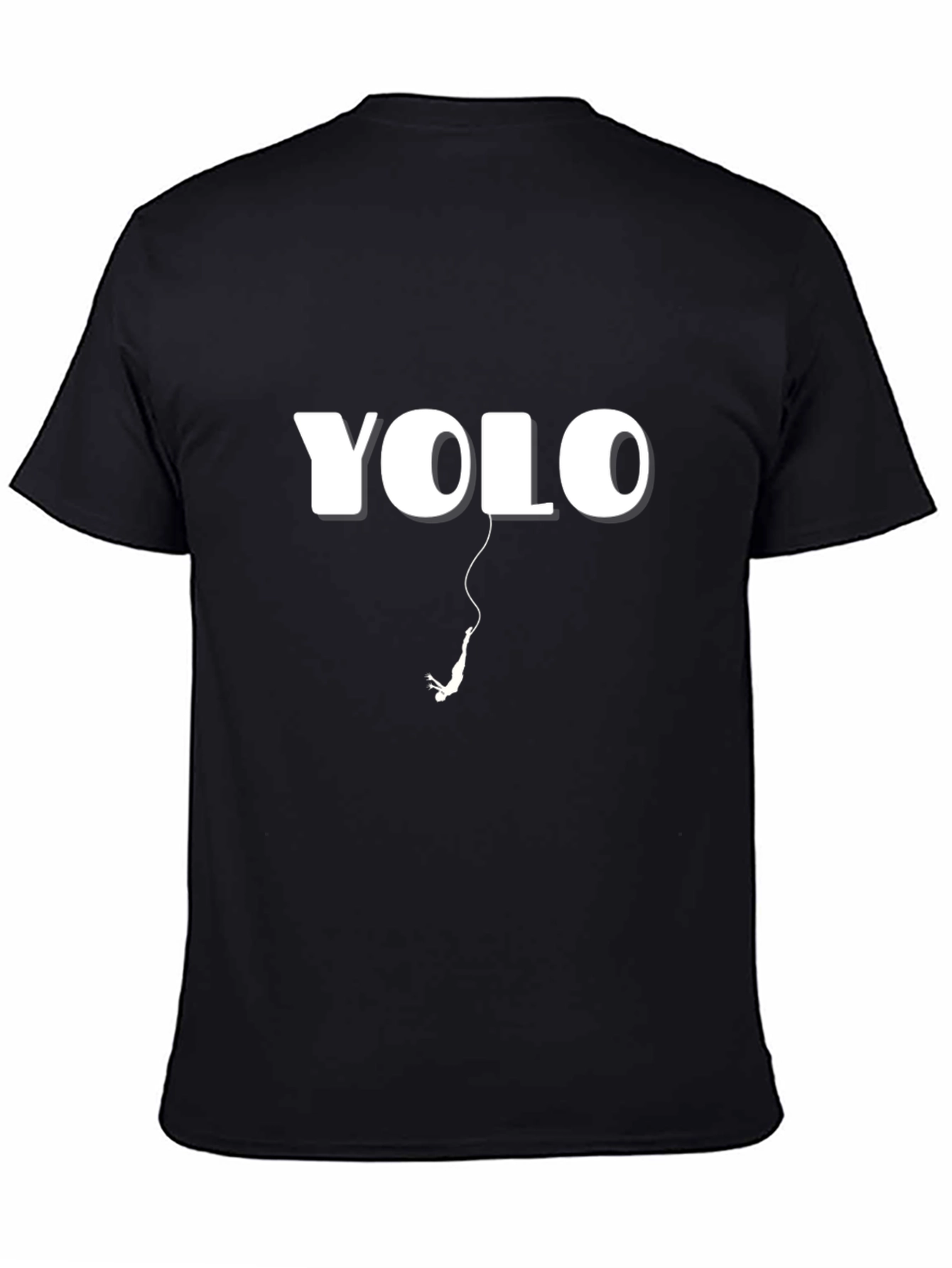 YOLO Bungee Jump Graphic Tee - Black Cotton Casual Shirt - 4
