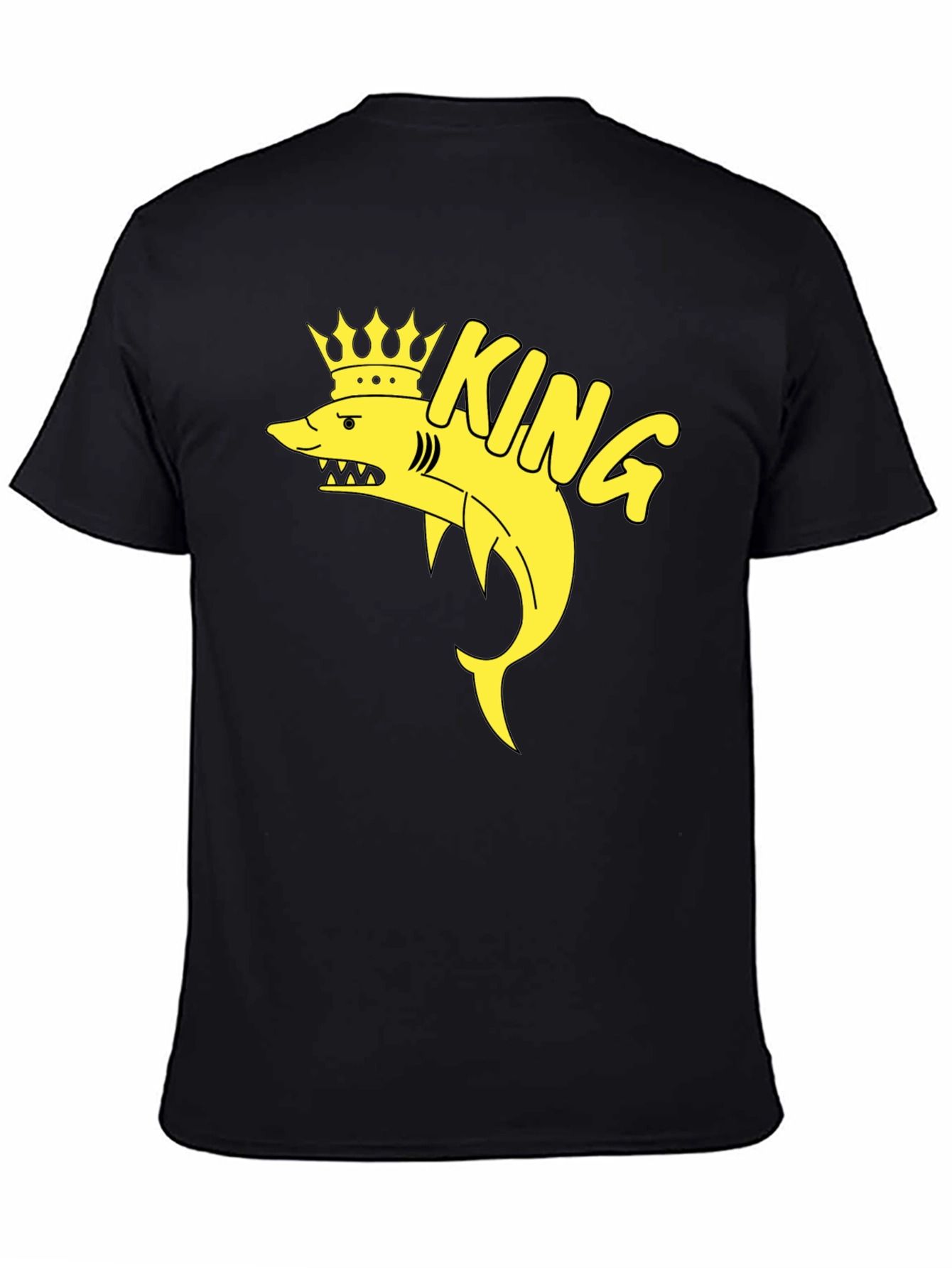Black King Shark T-Shirt - Black Cotton Graphic Tee view 4