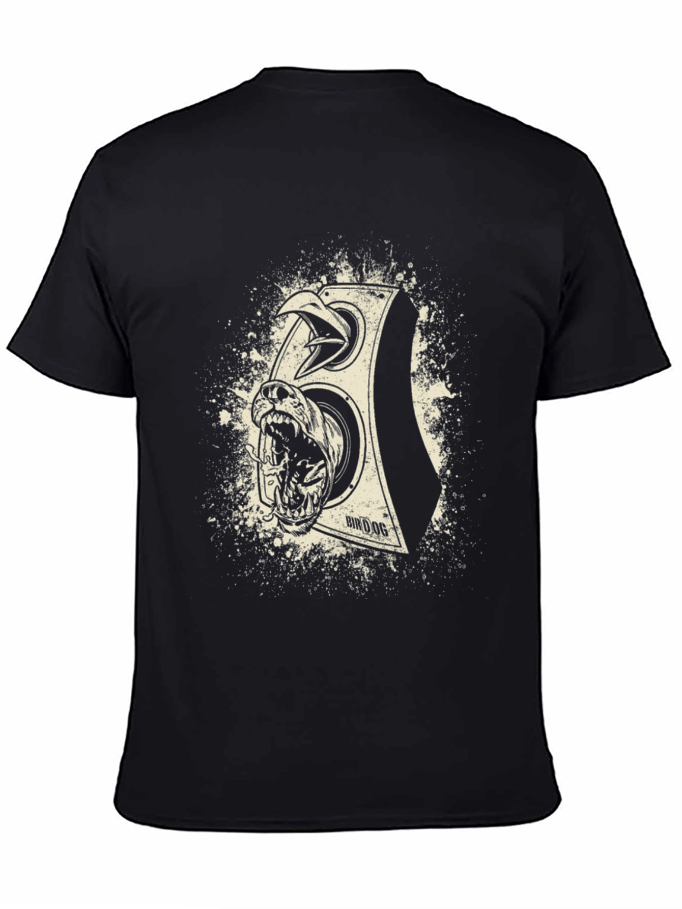 Black Graphic Tee - "Bindog" Loudspeaker Design view 4