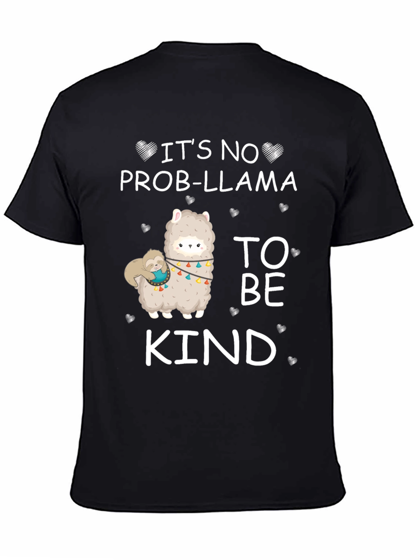 Black It's No Prob-Llama To Be Kind Graphic T-Shirt view 4