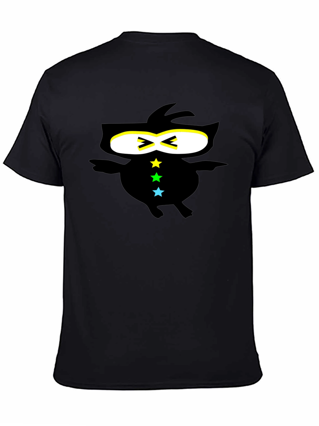 Black Cool Ninja-Style Graphic Black T-Shirt view 4