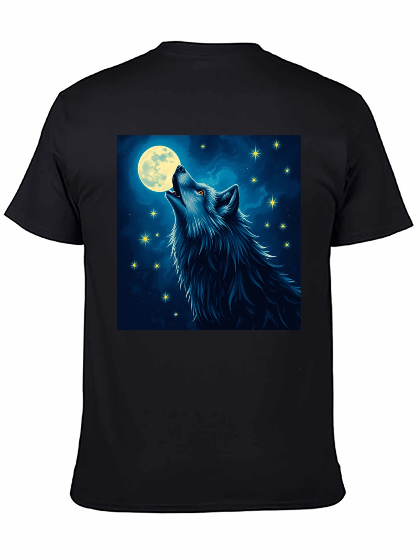 Black Wolf Moon T-Shirt - Mystical Night Design view 4