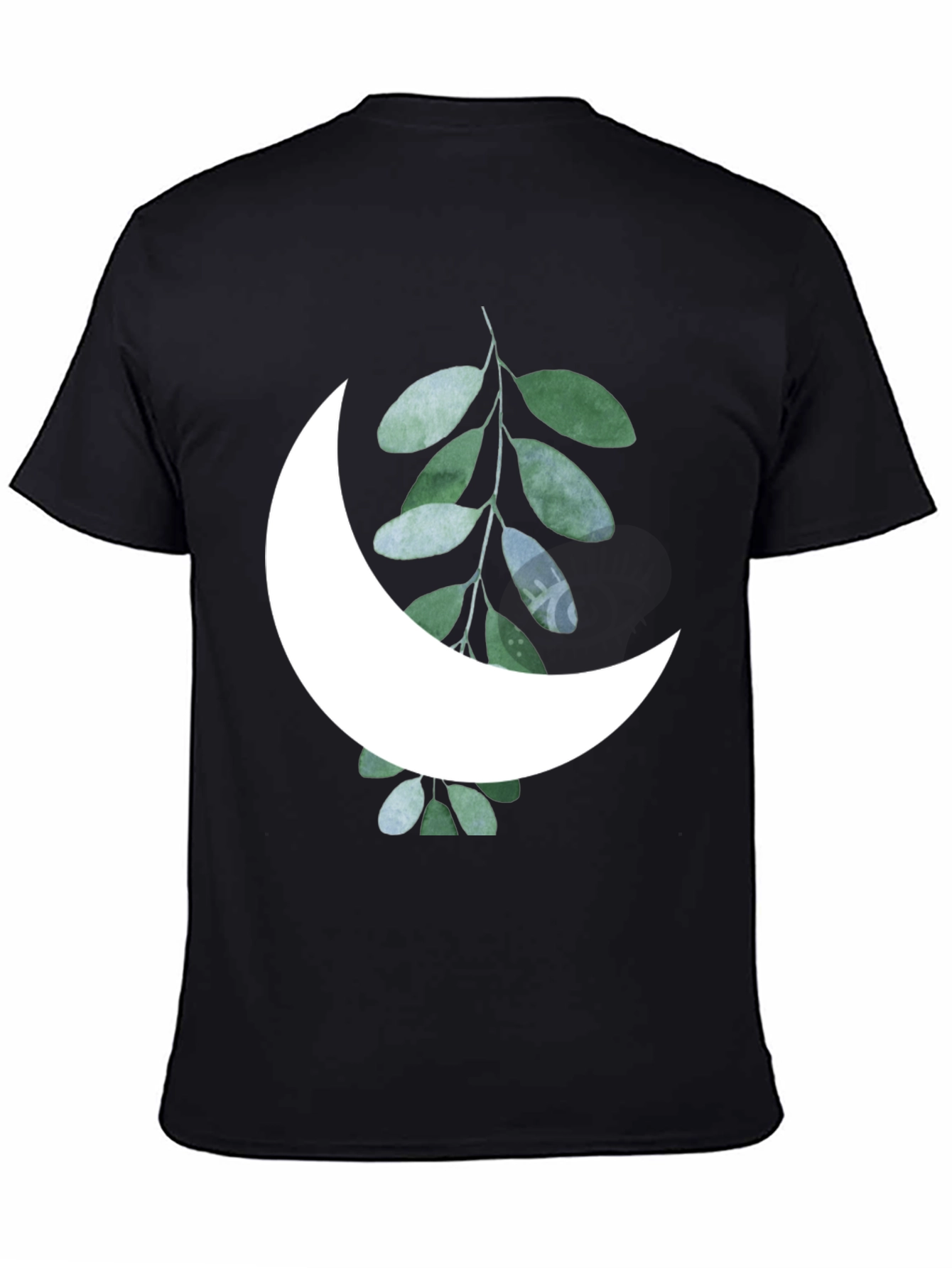 Black Moon & Leaf Graphic Black T-Shirt view 4