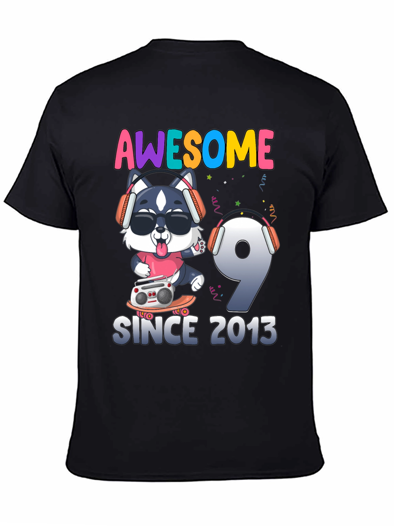 Black Awesome Since 2013 T-Shirt view 4