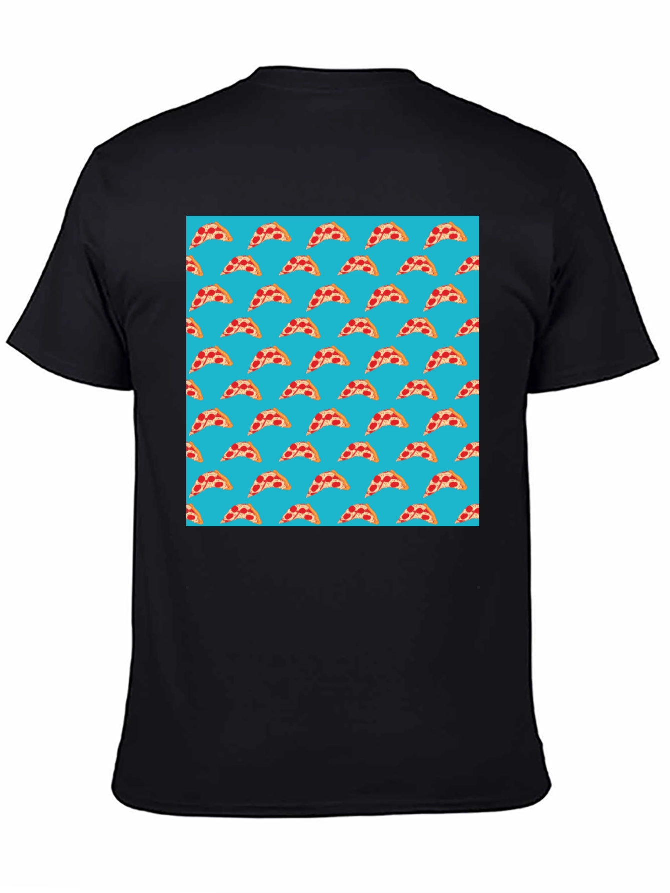 Black Pizza Slice Pattern T-Shirt - Fun Foodie Style view 4