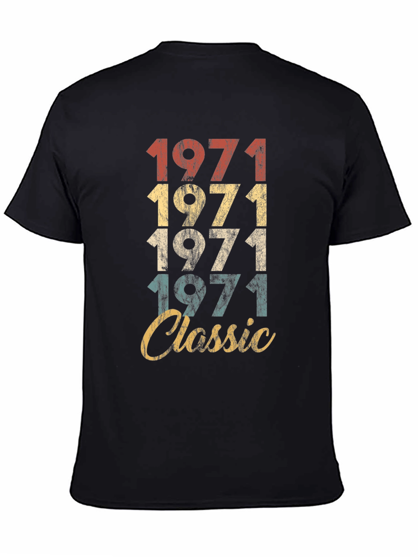 Black Vintage 1971 Classic Birthday T-Shirt view 4
