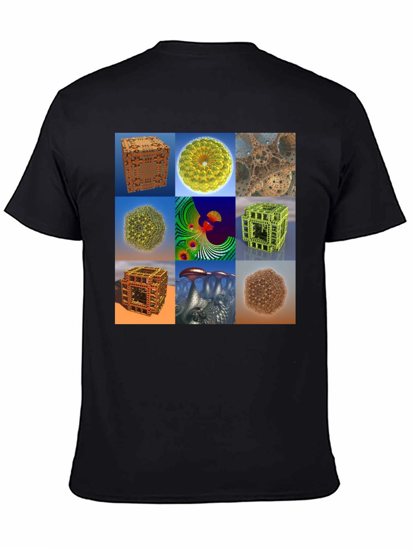Black Fractal Art Print Tee - Unique Design T-Shirt view 4