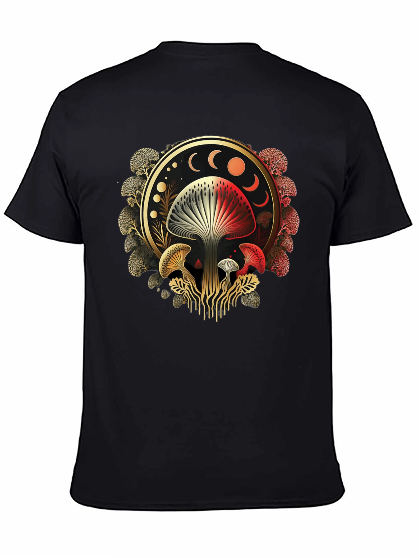 Black Mystic Mushroom Moon Phase Graphic Tee view 4