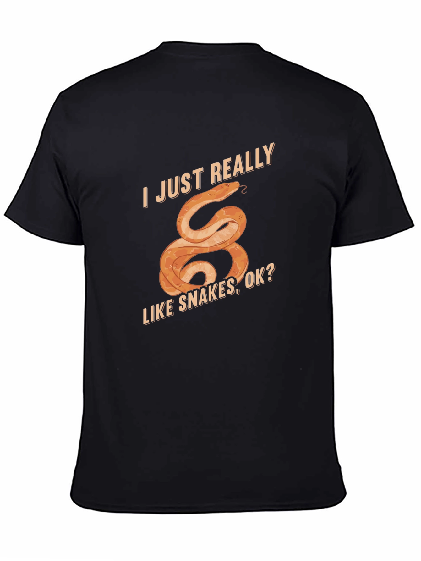 Black I Just Really Like Snakes T-Shirt, Fun Graphic Tee view 4