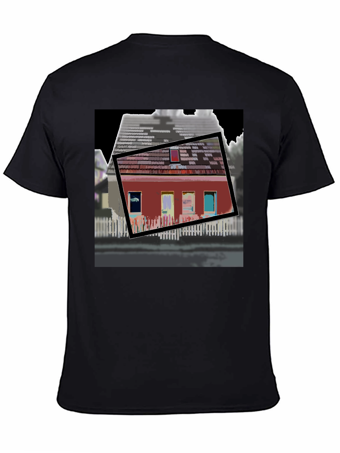 Black Modern House Graphic T-Shirt view 4