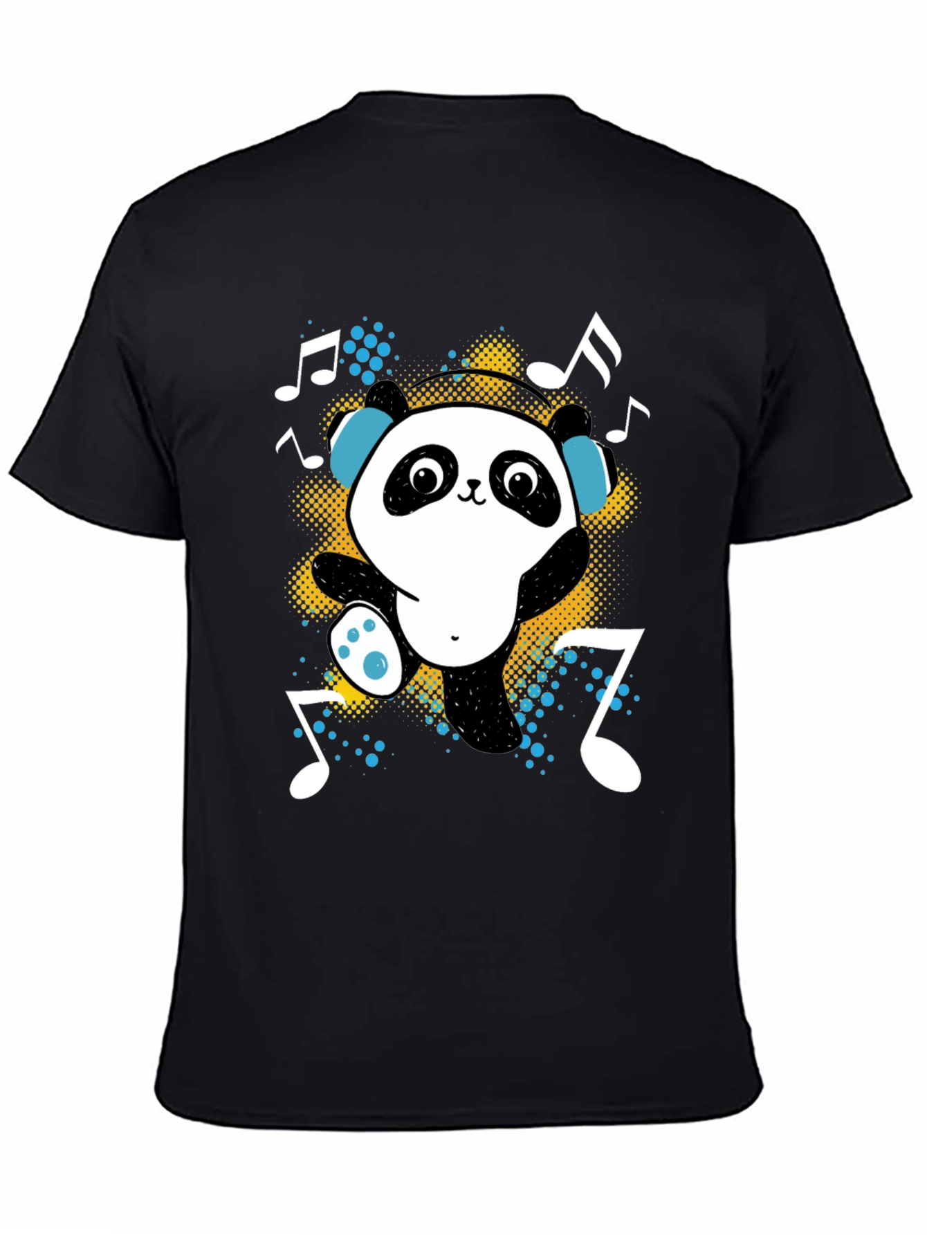 Black Dancing Panda Graphic Tee - Black Cotton T-Shirt view 4