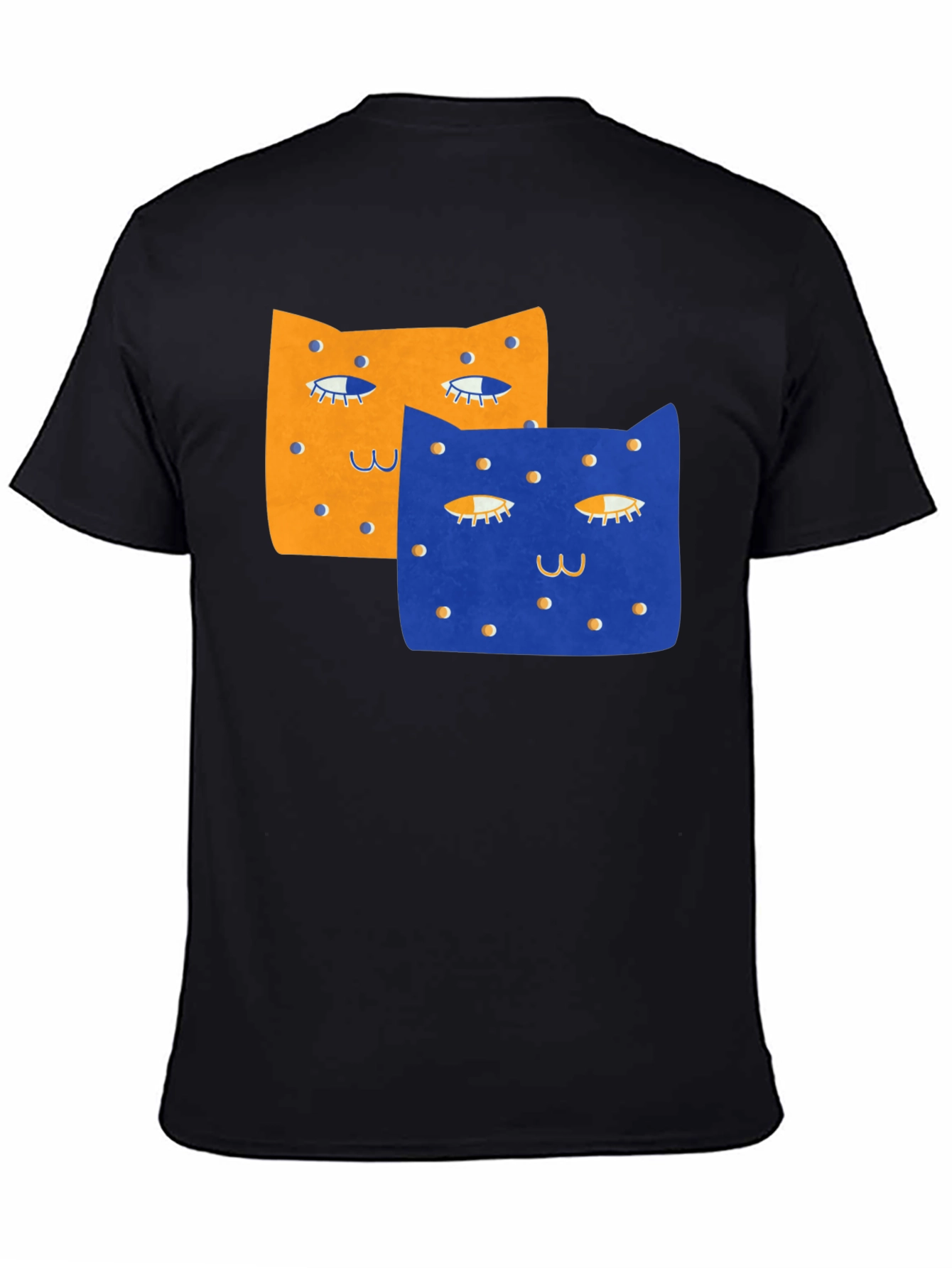 Black Whimsical Cat Print T-Shirt - Black view 4