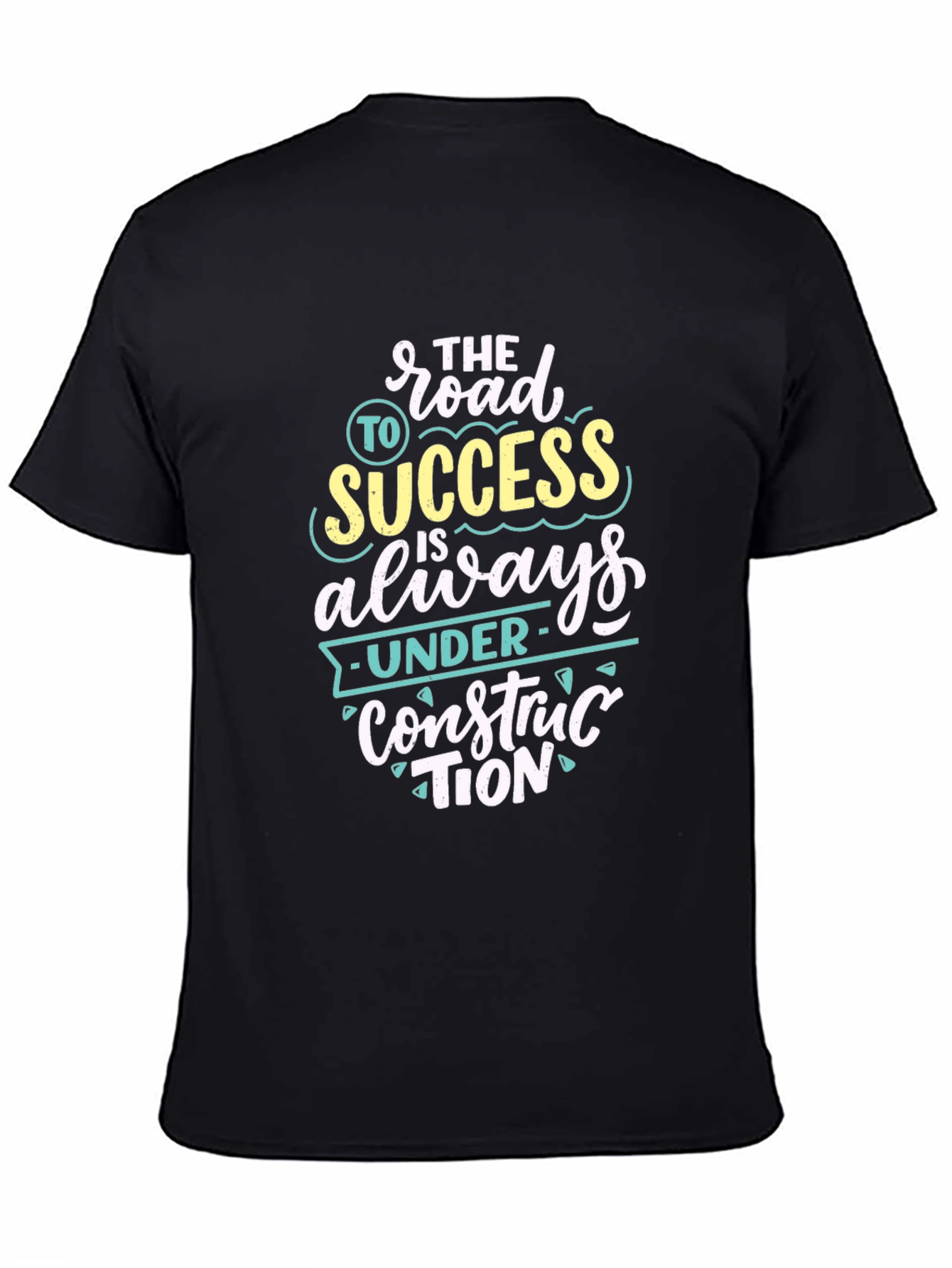 Black Road to Success Graphic Tee - Motivational T-Shirt view 4