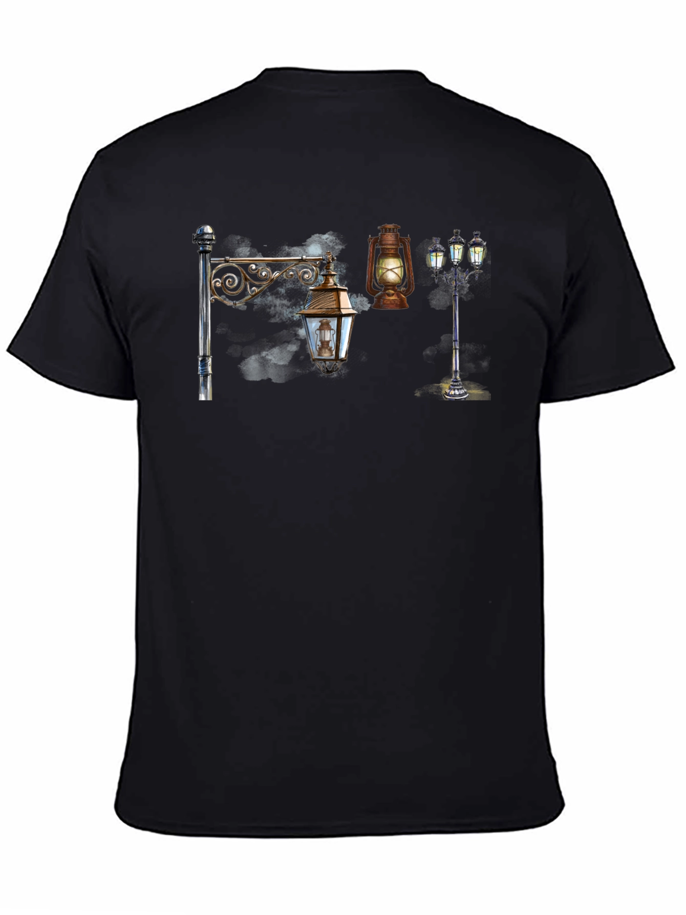 Black Vintage Lantern T-Shirt - Black view 4