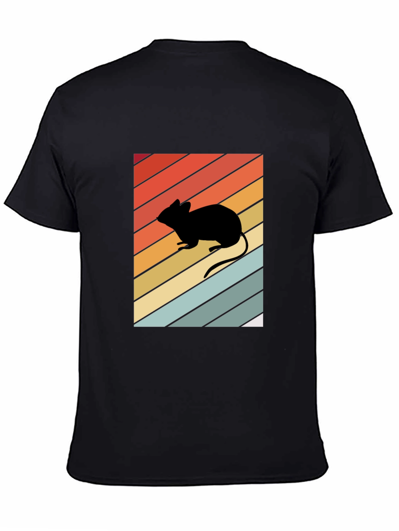 Black Retro Mouse Silhouette Graphic T-Shirt view 4