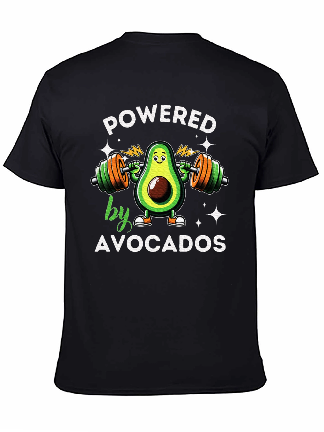 Black Powered by Avocados T-Shirt view 4