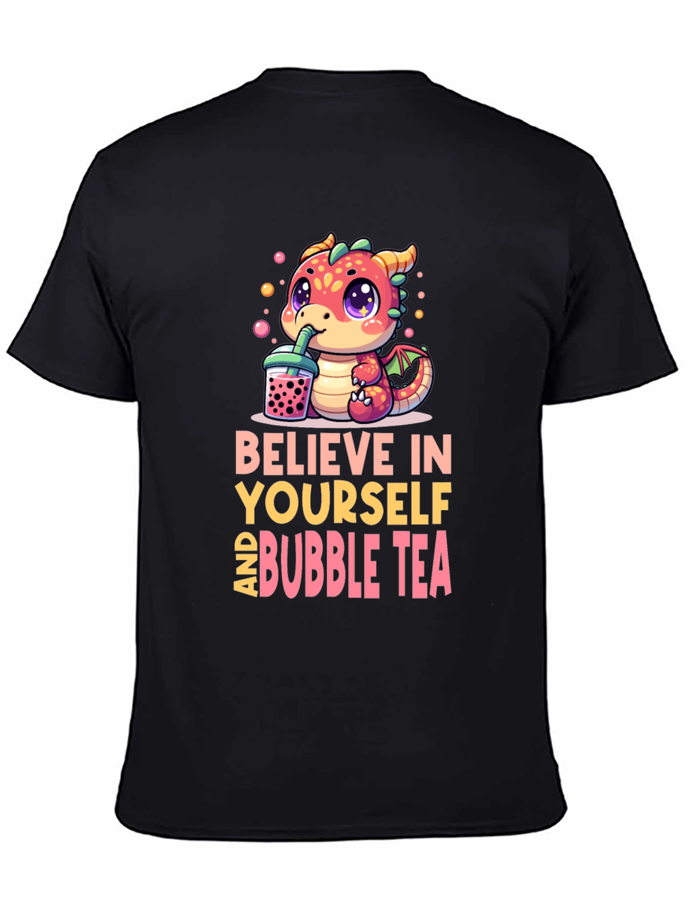 Black Believe In Yourself & Bubble Tea T-Shirt view 4