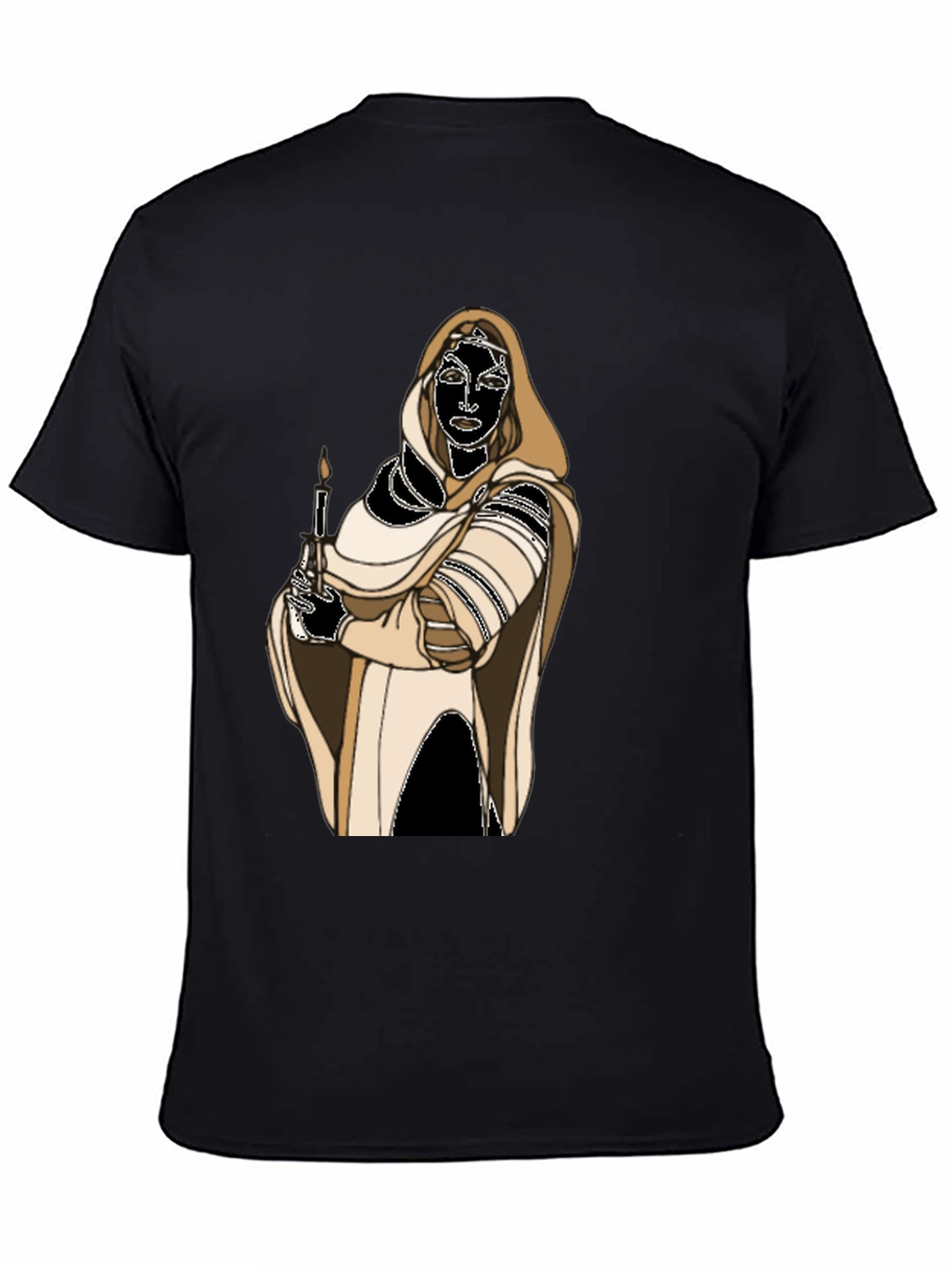 Black Hooded Figure Candle Graphic Tee view 4