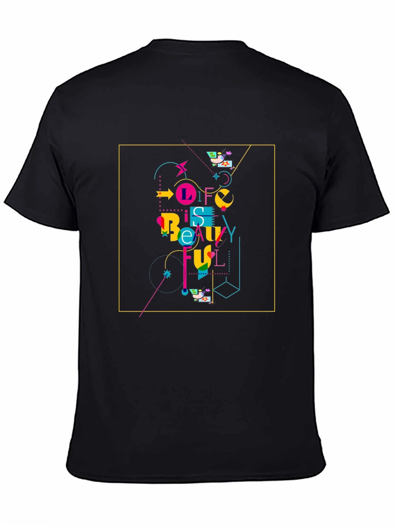 Black Life Is Beautiful Graphic Tee - Stylish Black T-Shirt view 4