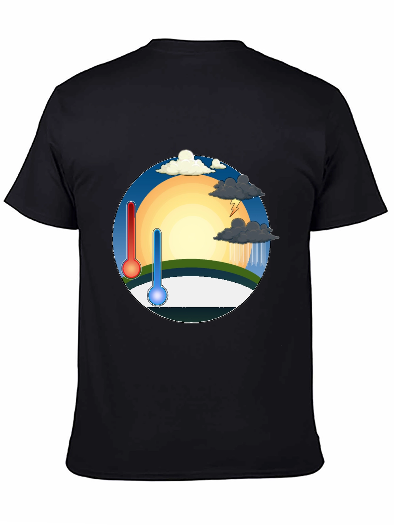 Black Climate Change T-Shirt - Hot & Cold Weather Tee view 4
