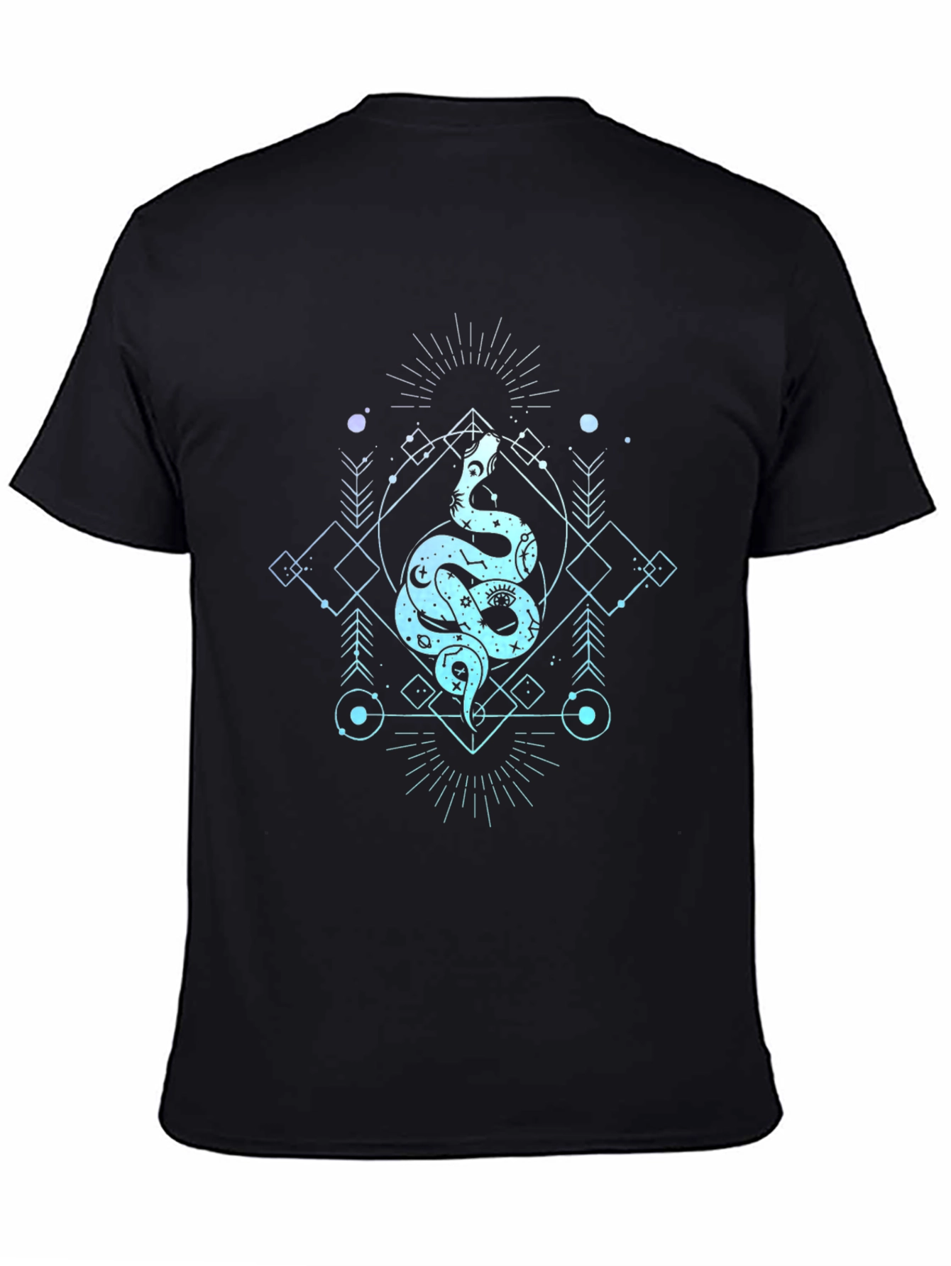 Black Mystic Snake Graphic Tee - Black Cotton T-Shirt view 4
