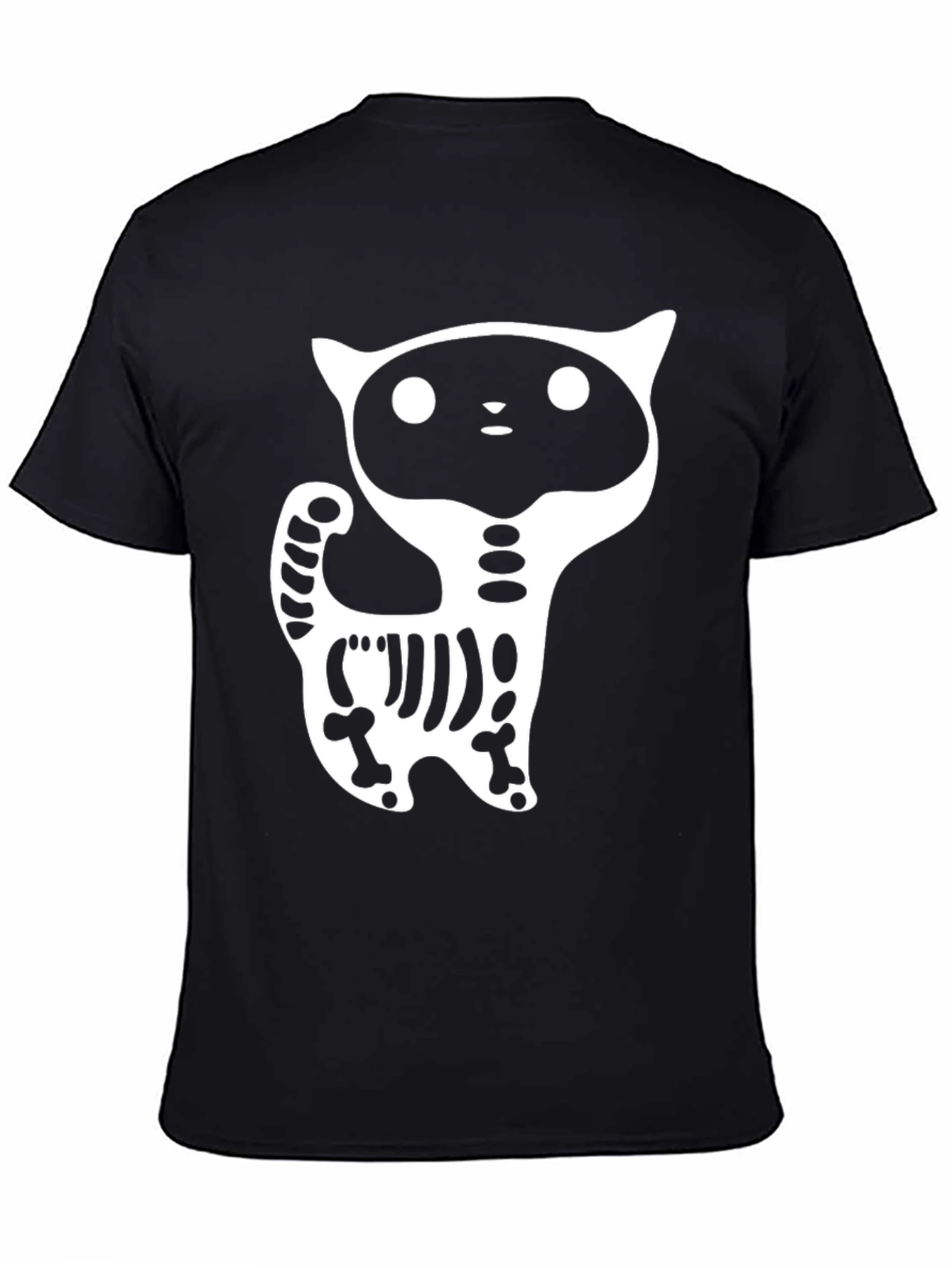 Black Skeleton Cat Graphic T-Shirt - Halloween Ready view 4